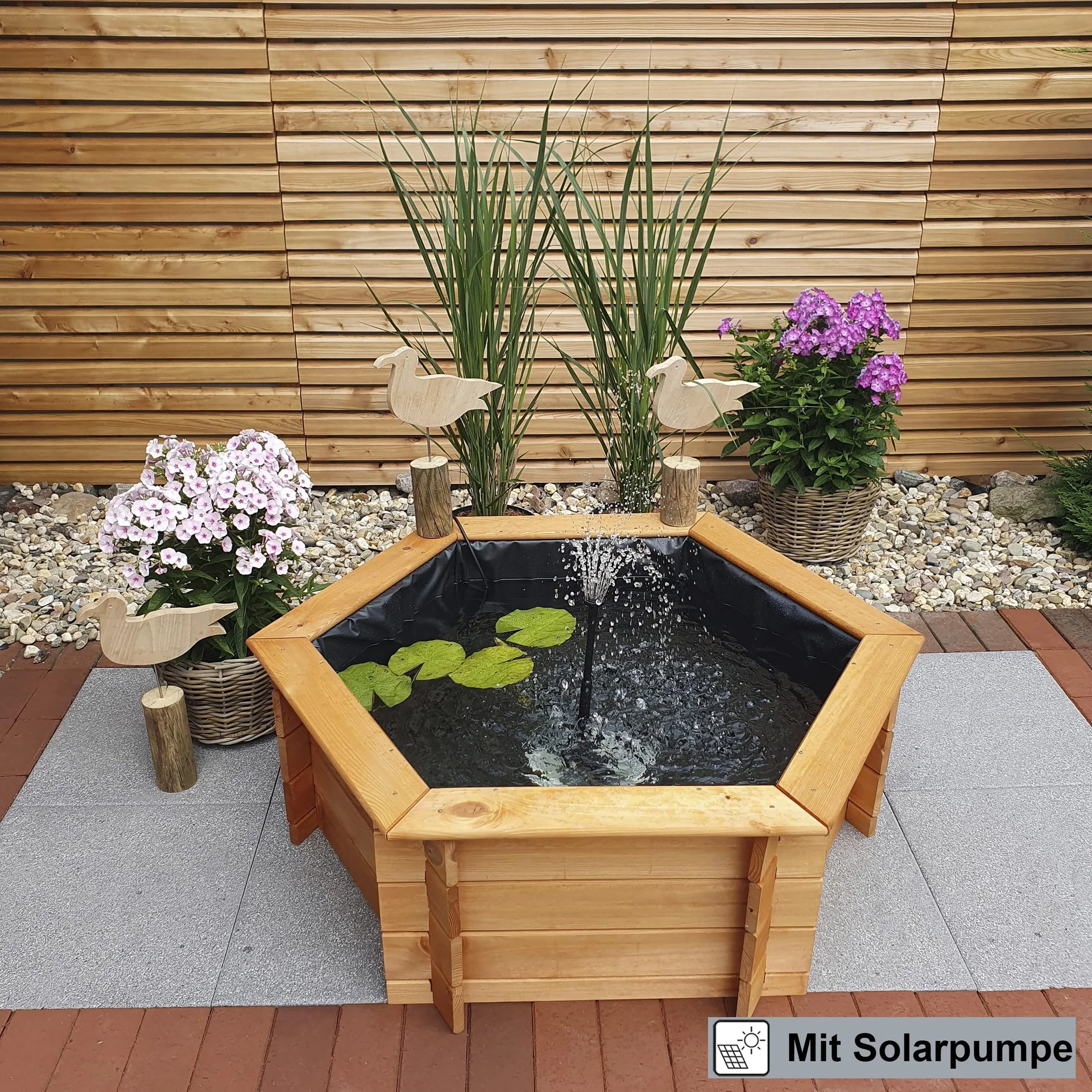 Sechseck-Hochteich 100 cm Solar - 4