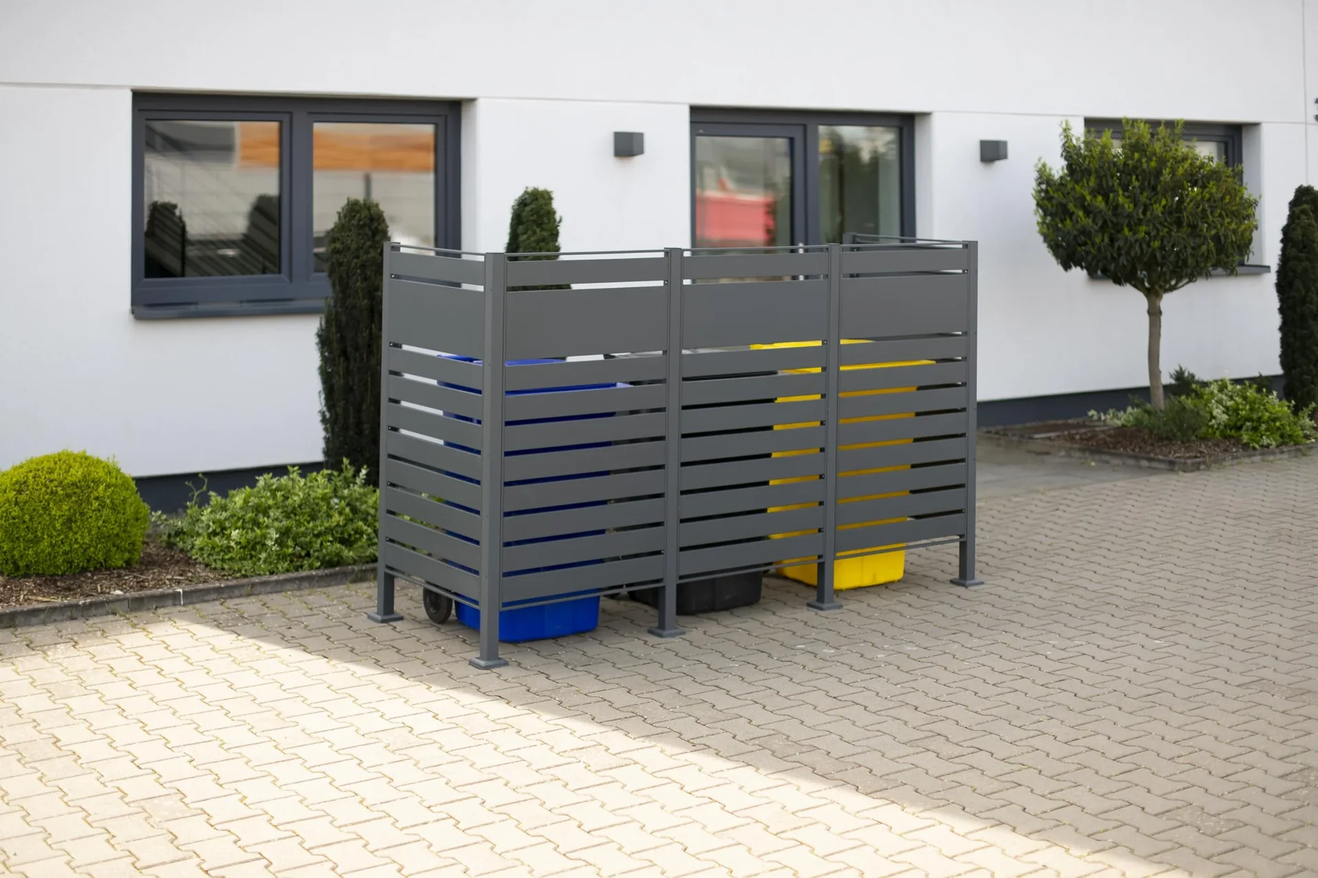 Mülltonnenverkleidung Planum 3er Box, 150 cm, anthrazit - 1