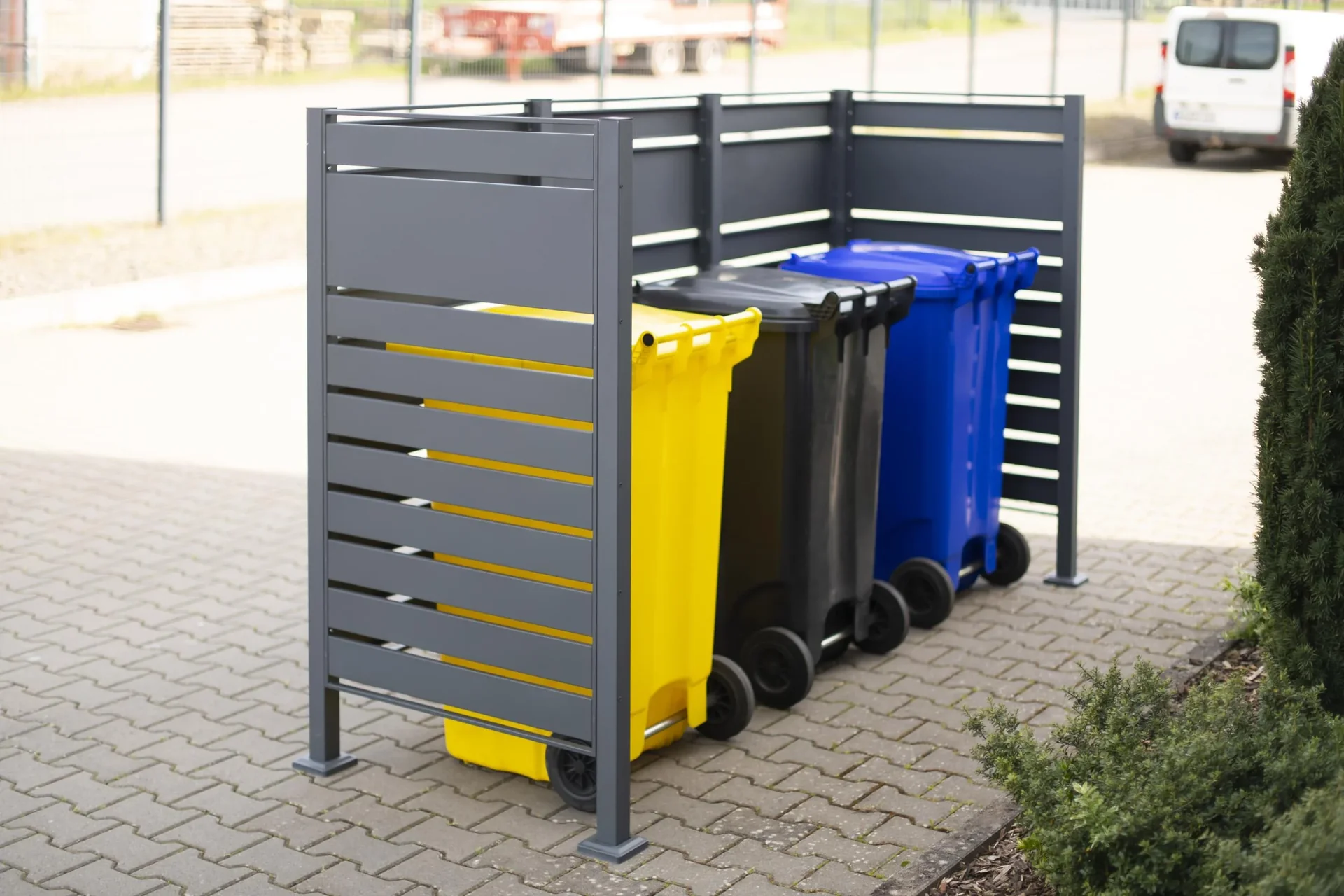 Mülltonnenverkleidung Planum 3er Box, 150 cm, anthrazit - 4