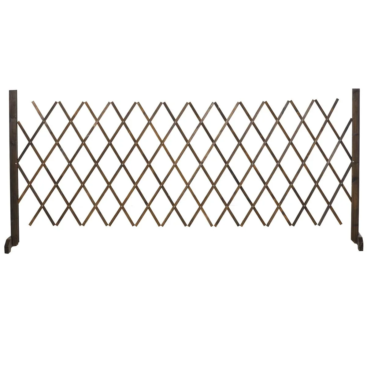 Scherengitter Absperrgitter Scherensperre ausziehbar 37-225 cm Garten flexibel praktisch Holz Verkohlt 225 x 30 x 106 cm - 0