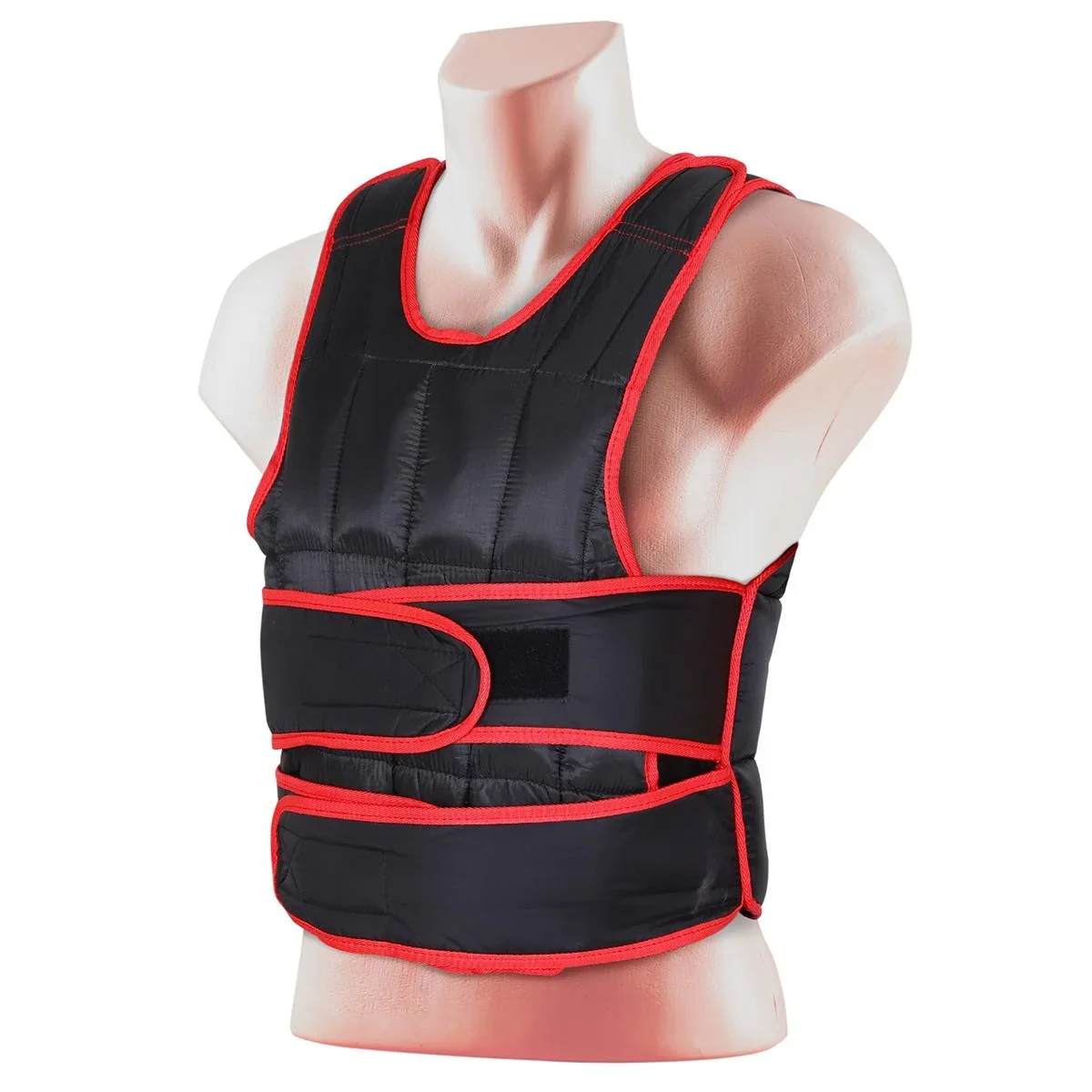 20 kg Trainingsweste Gewichtsweste mit doppelten Gurten verstellbar Krafttraining Fitness Oxford Metall Schwarz+Rot 40 x - 2