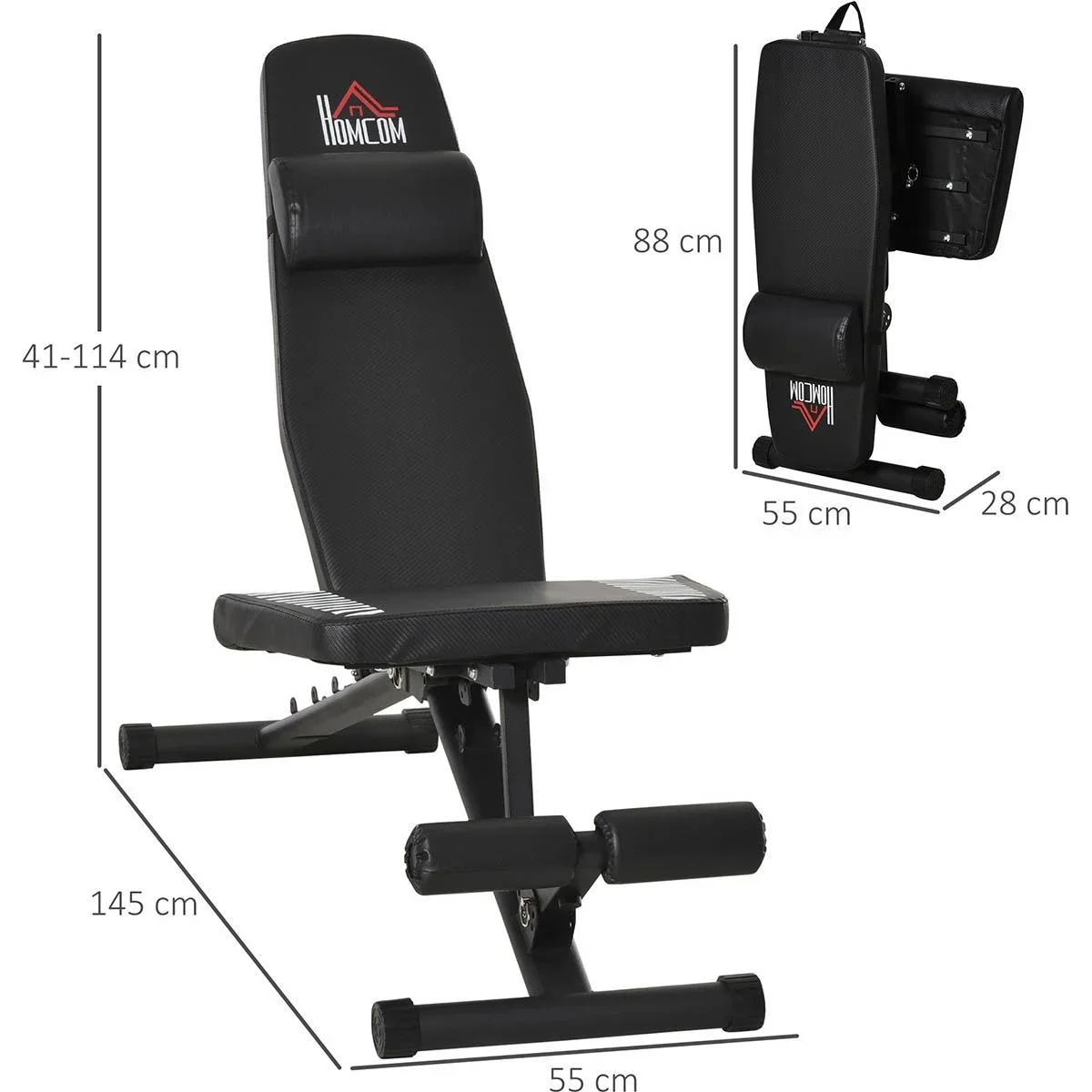 Hantelbank klappbar Multifunktion Trainingsbank verstellbare Sit Up-Bank für Heimtraining 6 Stufen Beinhalterung für Bau - 1