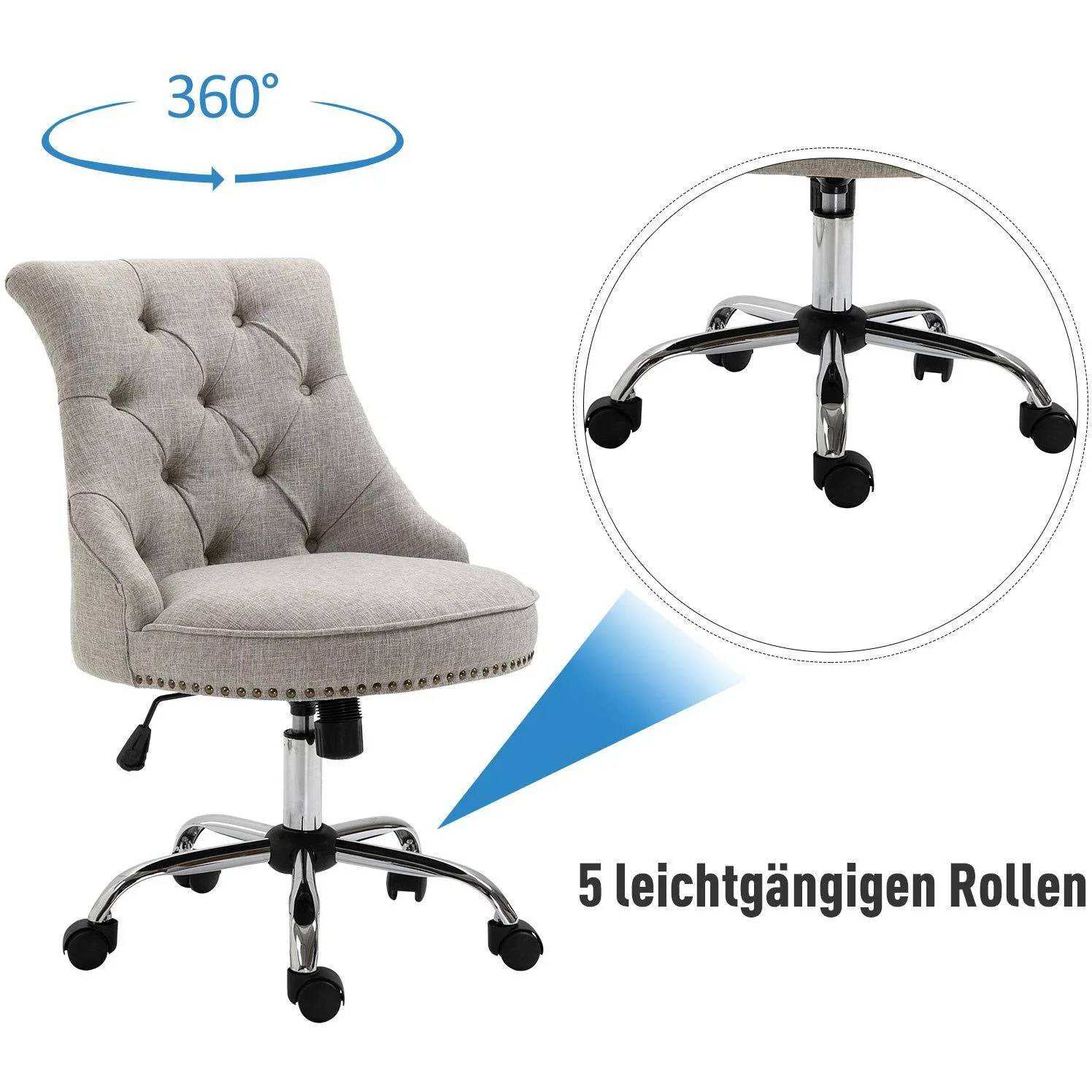 Drehstuhl Polsterstuhl Chefsessel 150 kg Belastbarkeit höhenverstellbar Federkern - 1