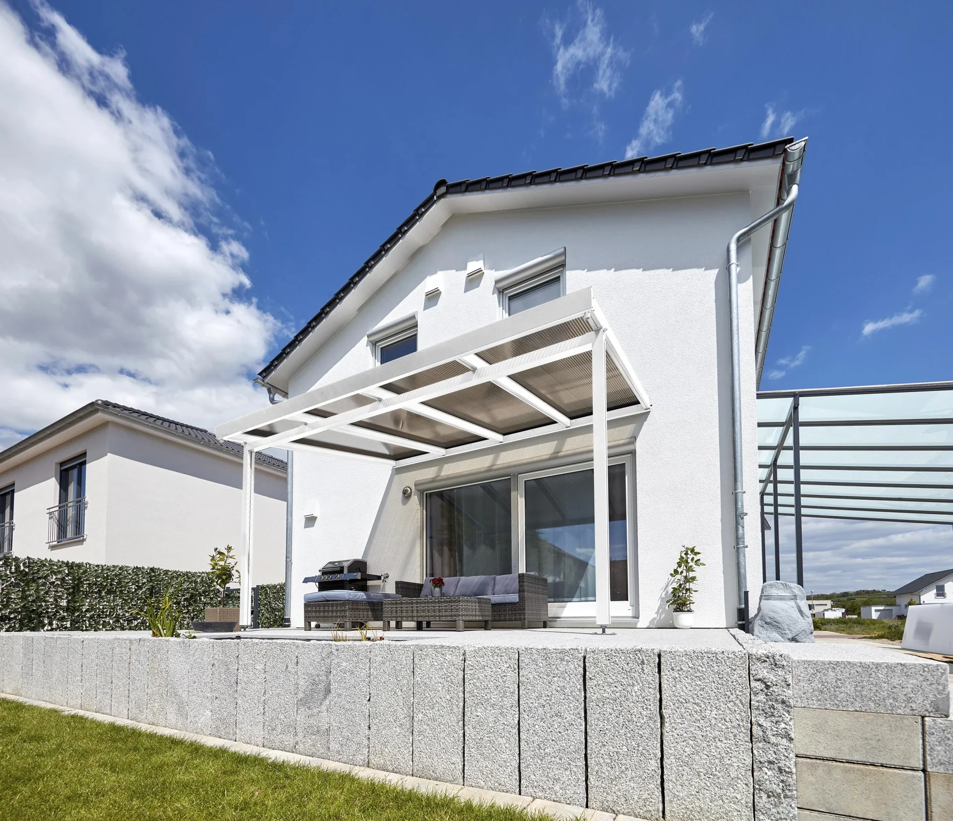 Terrassendach Premium, weiß, 4102 x 3060 mm - Polycarbonat Stegplatten 16 mm, bronze - 2