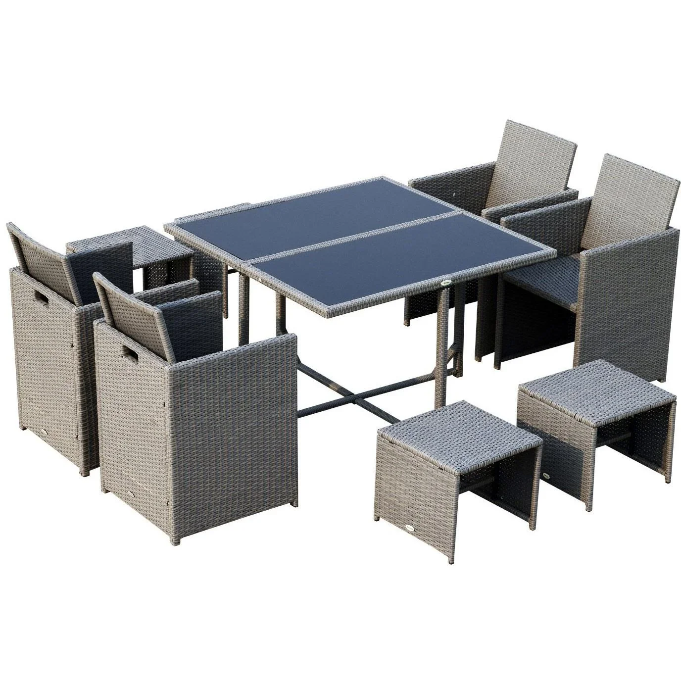 Sitzgruppe Polyrattan Gartenset 21 tlg, mit Kissen Grau - 2