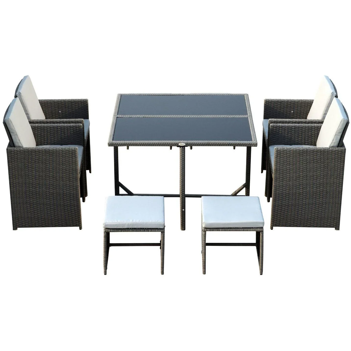 Sitzgruppe Polyrattan Gartenset 21 tlg, mit Kissen Grau - 4