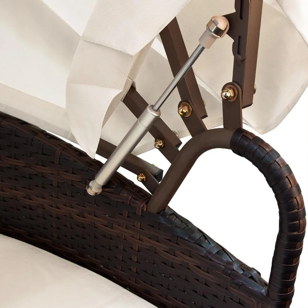 Casaria Poly Rattan XXL Sonneninsel Gartenmöbel-Set 230cm klappbarer Sonnenschirm - 7cm Kissen braun - 3