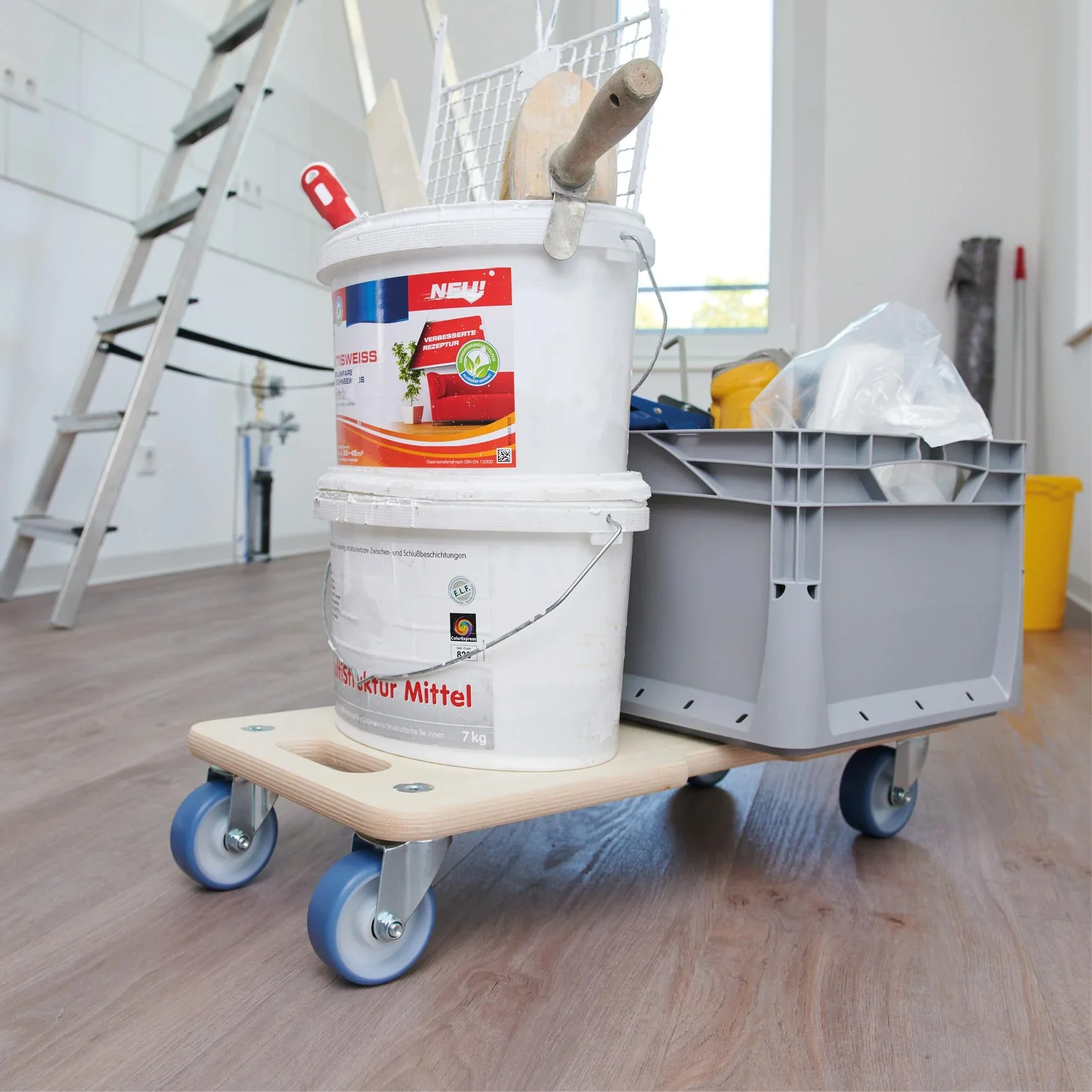 Transporthilfe MM 1325, 59 x 29 x 11 cm, softe Rollen Ø 75 mm, Rollenlager, Multiplex Birke FSC®, Tragkraft 300 kg - 7