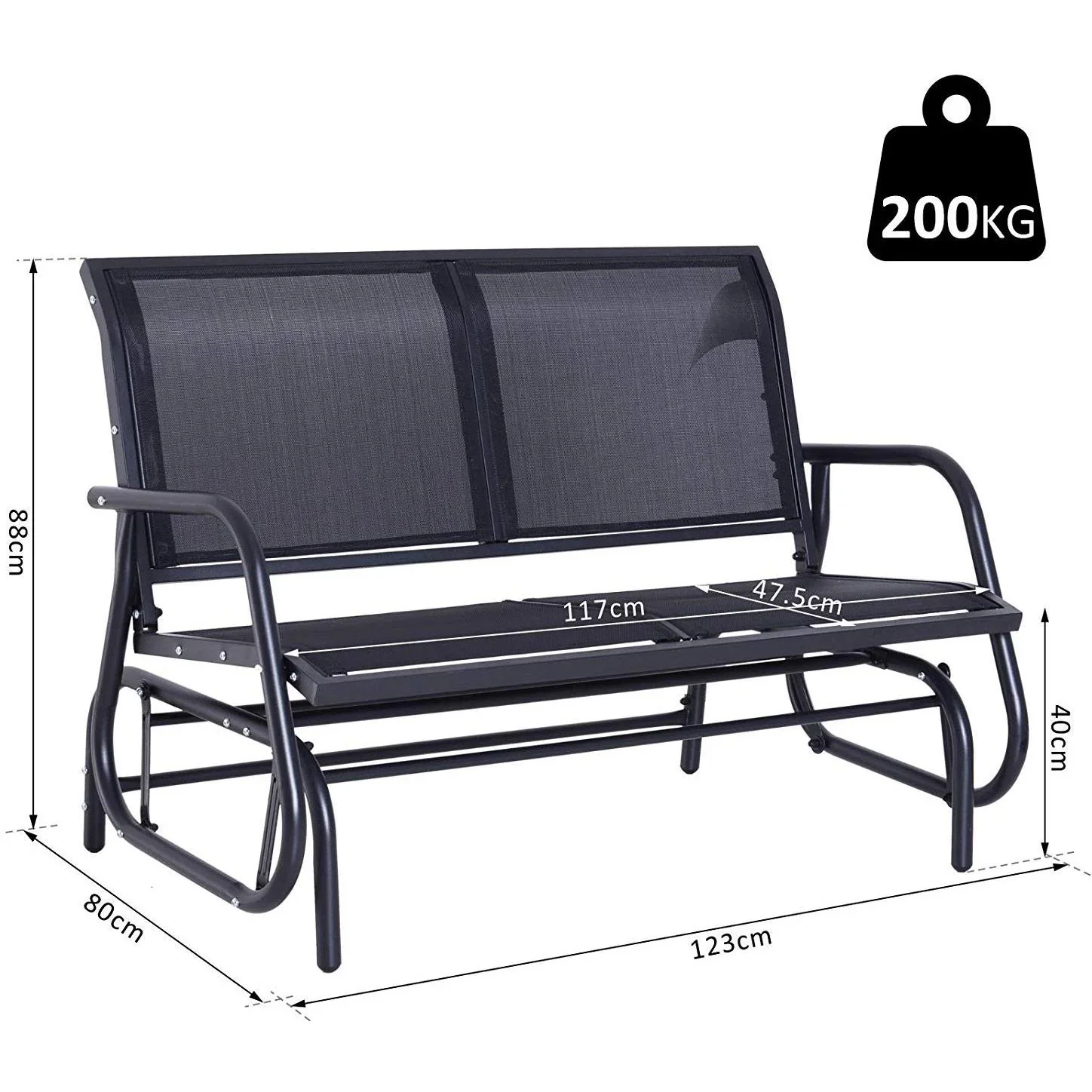 Schaukelbank 2-Sitzer Gartenbank Metall - 0