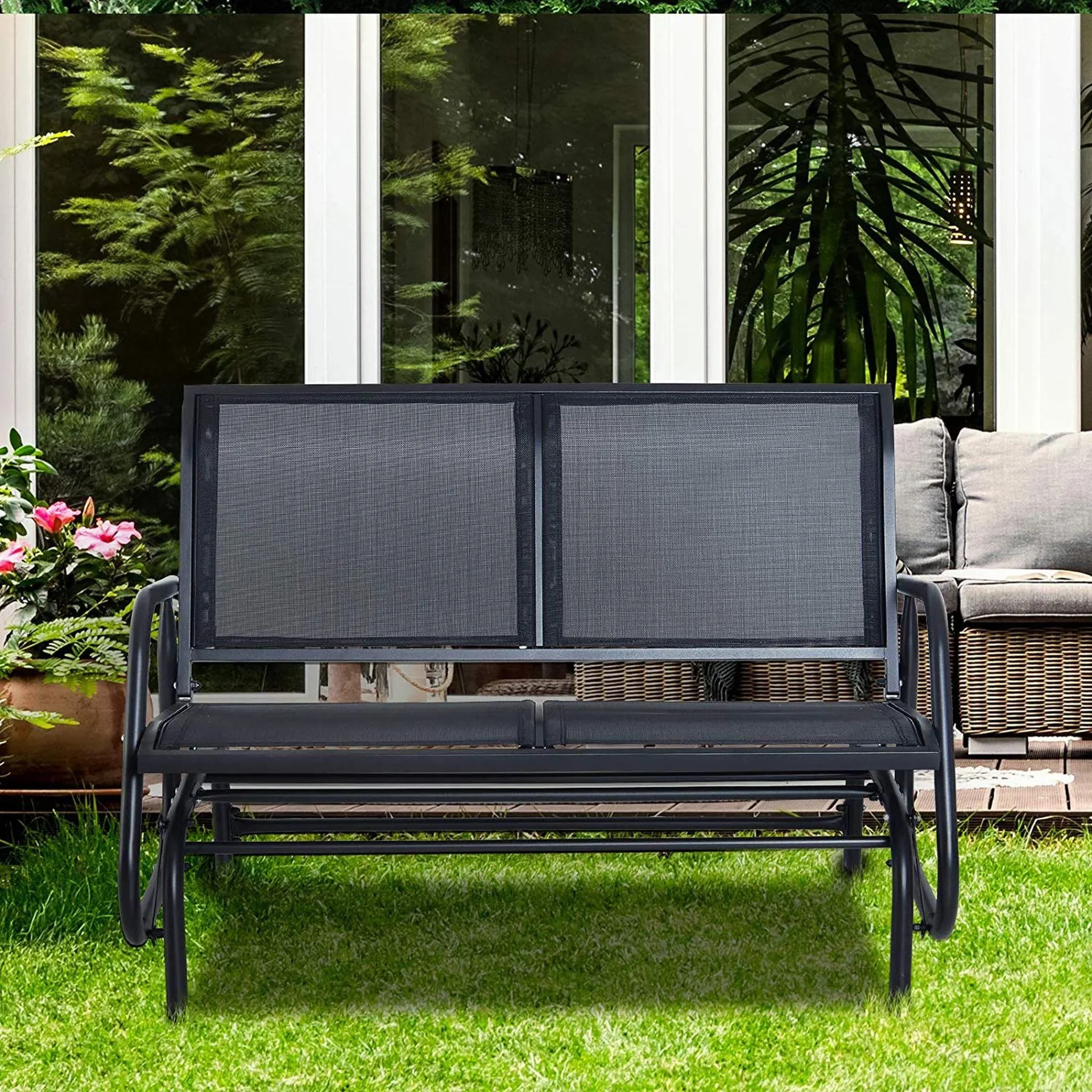 Schaukelbank 2-Sitzer Gartenbank Metall - 6