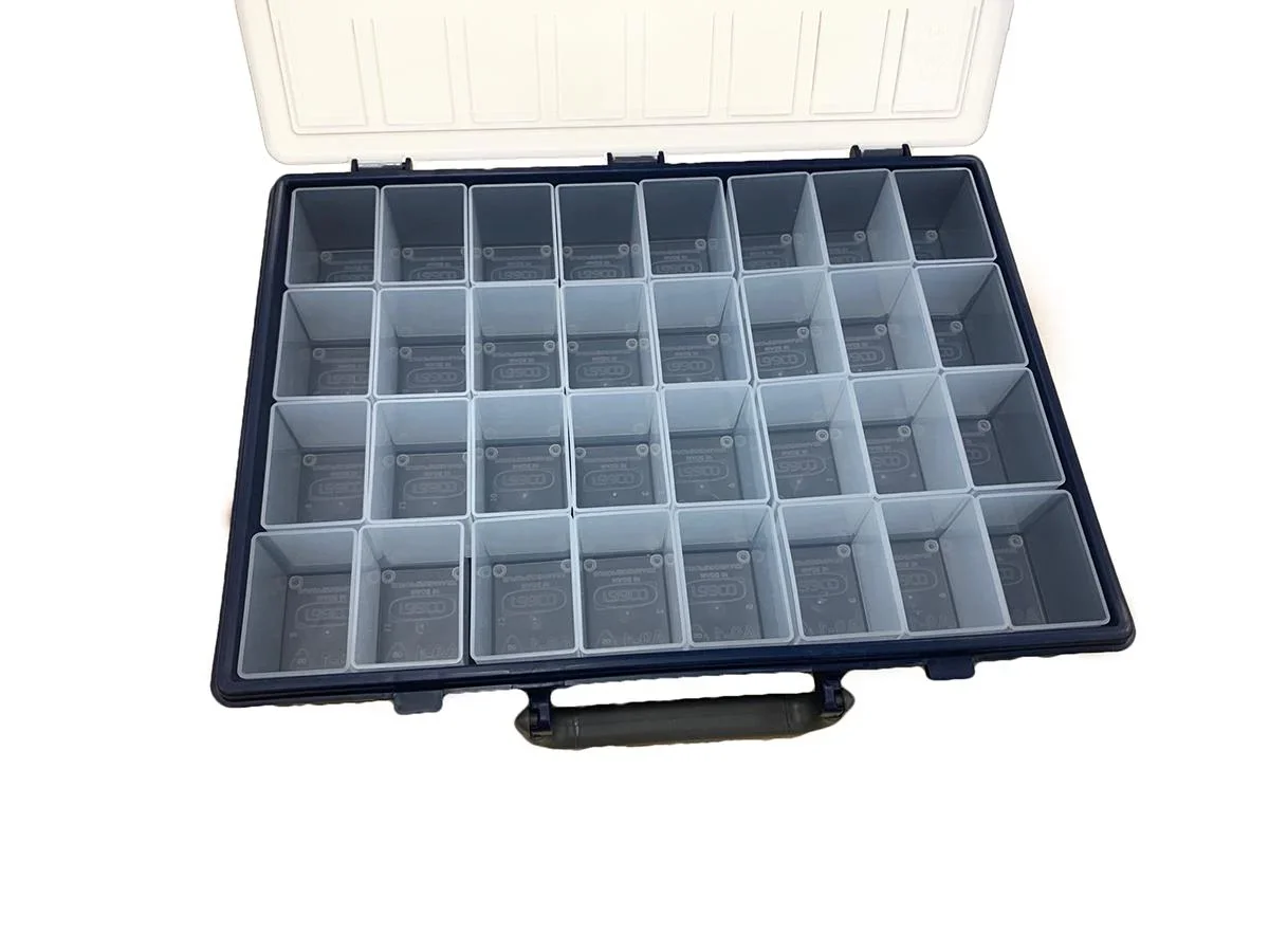 NL Sortimentskasten / Aufbewahrungsbox - Enthält 32 herausnehmbare Schalen - 26,1 x 33,8 x 5,7 cm - 0
