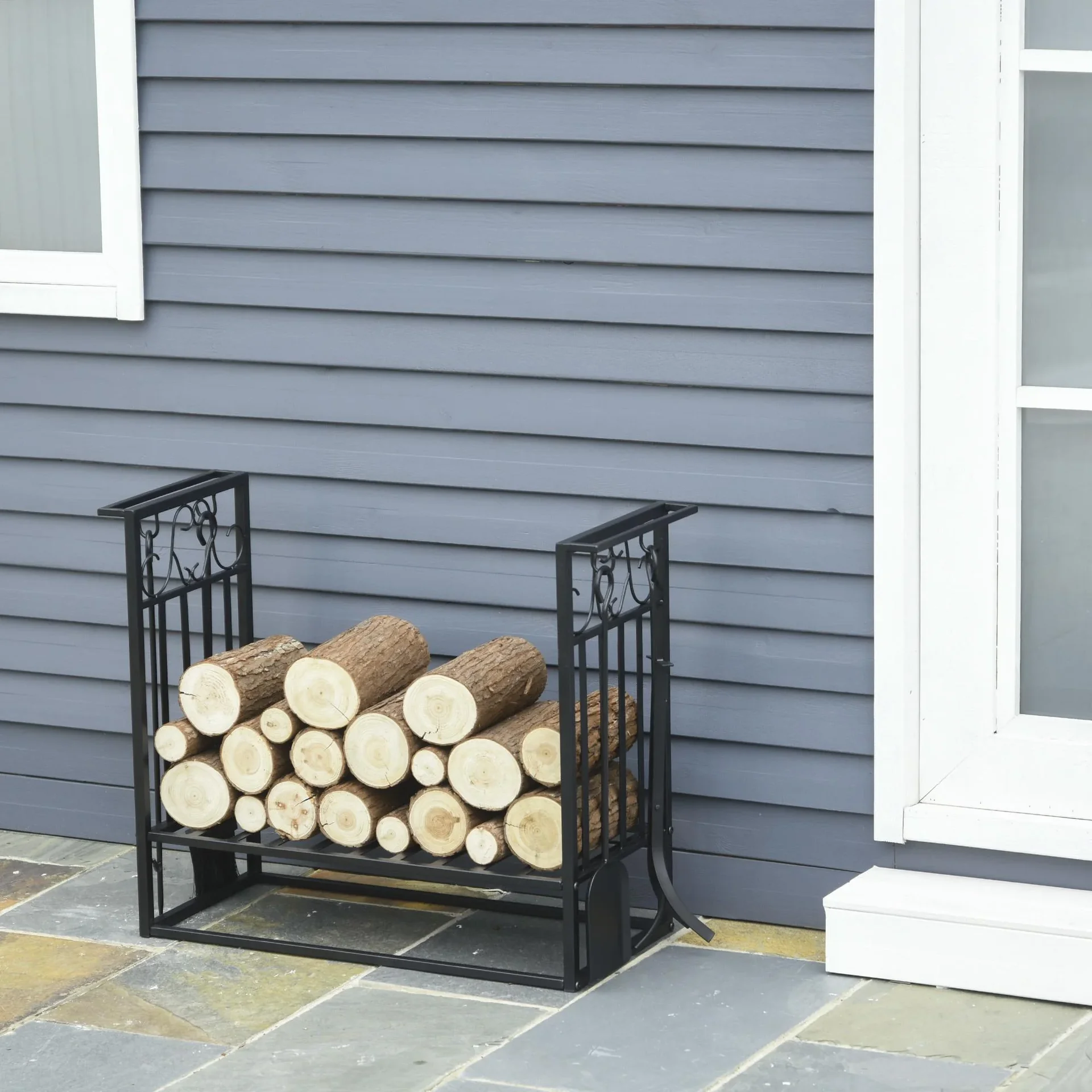 Brennholzstandard mit Brennholzzubehör erhöht Stahl - 2