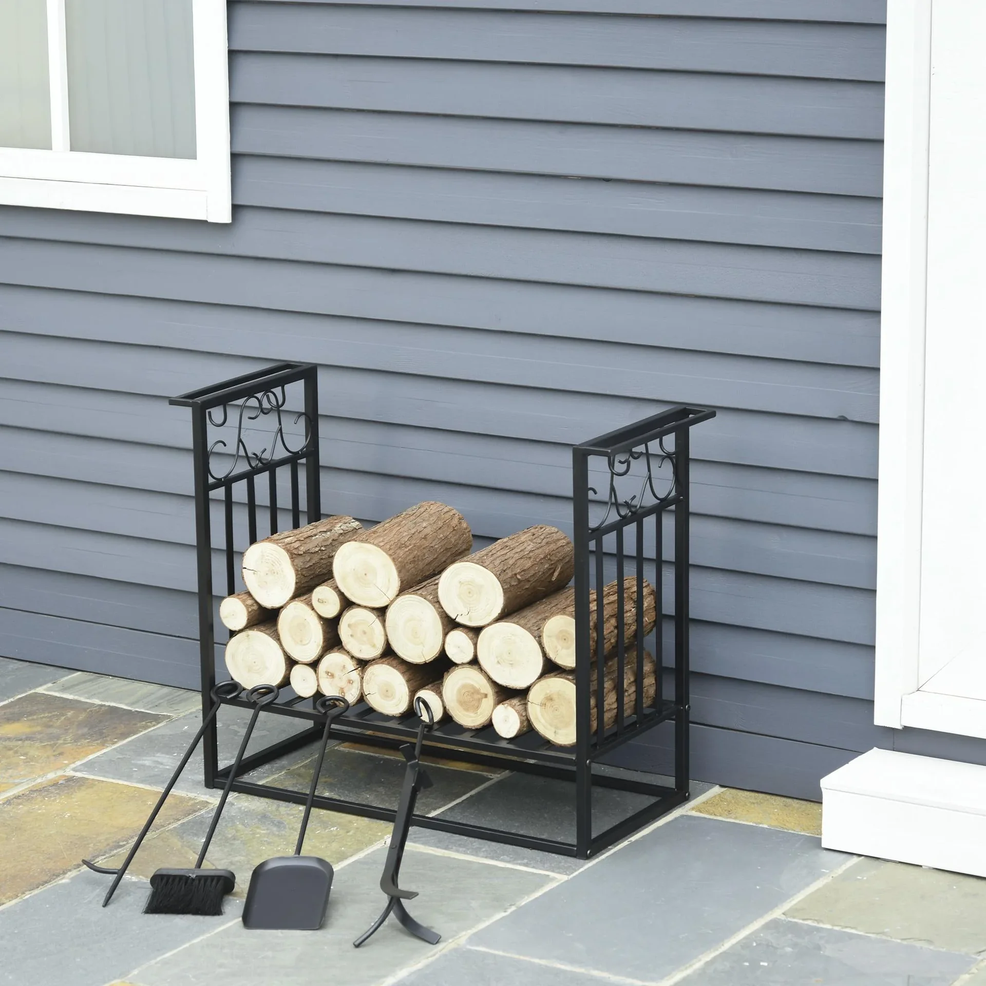 Brennholzstandard mit Brennholzzubehör erhöht Stahl - 4