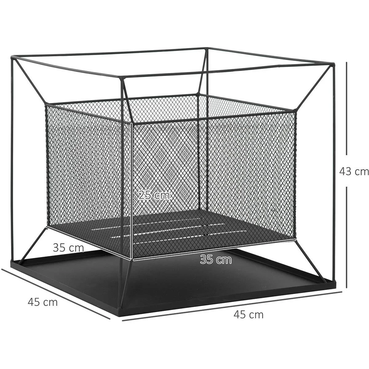 Feuerkorb modern schwarz 45 x 45 x 43 cm - 0