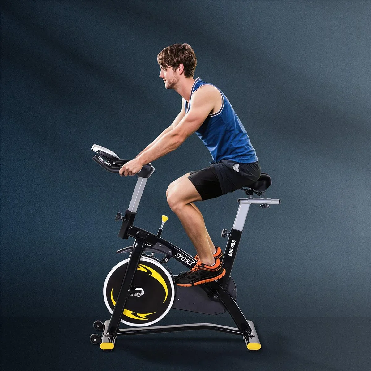 Fahrradtrainer mit stufenlosem Widerstand, Heimtrainer mit 10KG Schwungrad, Indoor Cycling Bike, Fitnessfahrrad, Höhenve - 0