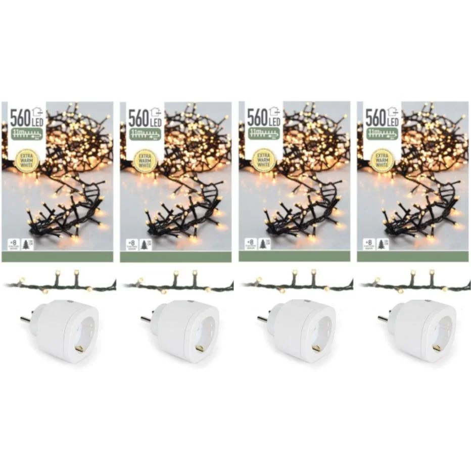 4x Weihnachtsbaumbeleuchtung 11 Meter Smart steuerbar vom Telefon 560LED für Innenräume MIT Perel Smart home - 0