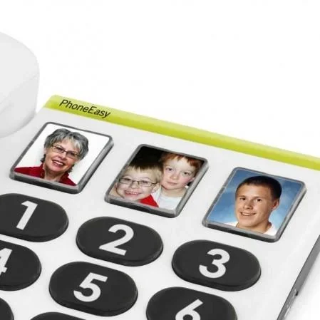 Schnurgebundenes Großtastentelefon PhoneEasy 331ph weiß, mit optischer Anrufsignalisierung, 3 Direktwahl-Fototasten - 0