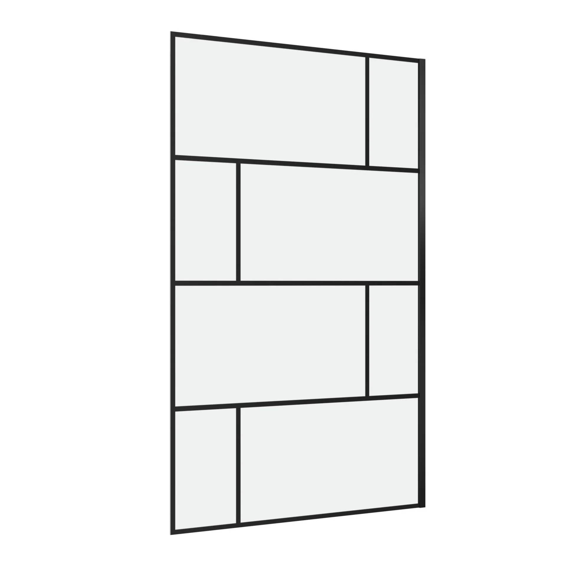 Duschwand in mordernem Design 120 x 195 cm - Glasdusche mit matt schwarzen Wandprofil - 0