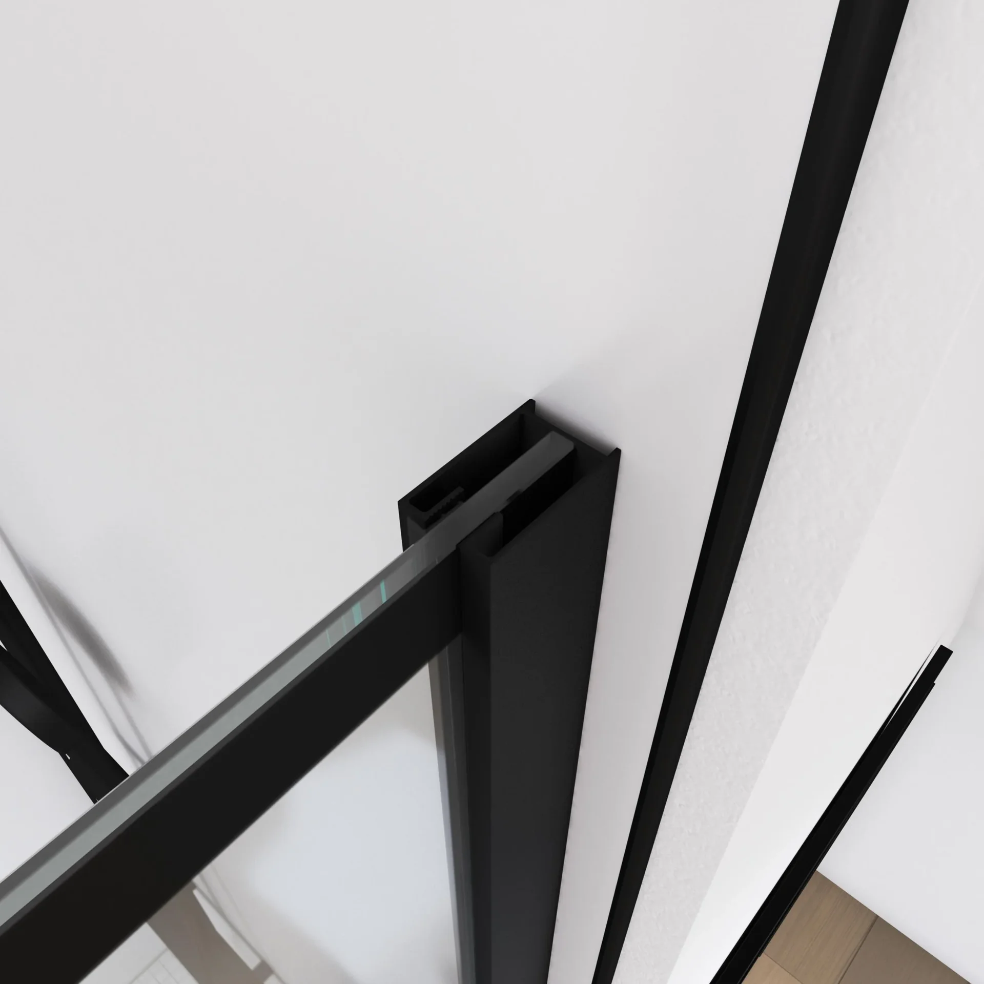 Duschwand in mordernem Design 120 x 195 cm - Glasdusche mit matt schwarzen Wandprofil - 5