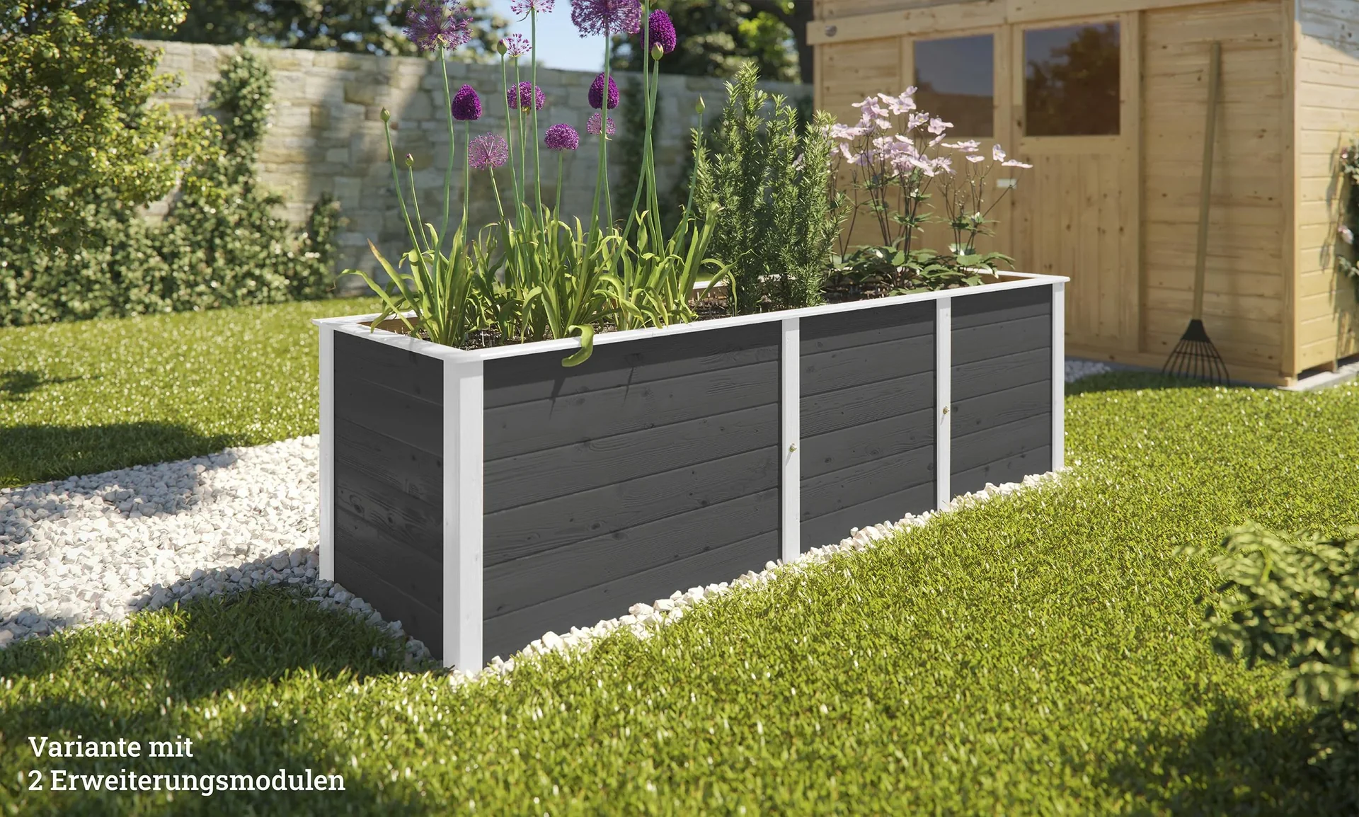 Ergänzungssatz Hochbeet Modular, Wandstärke 21 mm, anthrazit, 67 cm - 0