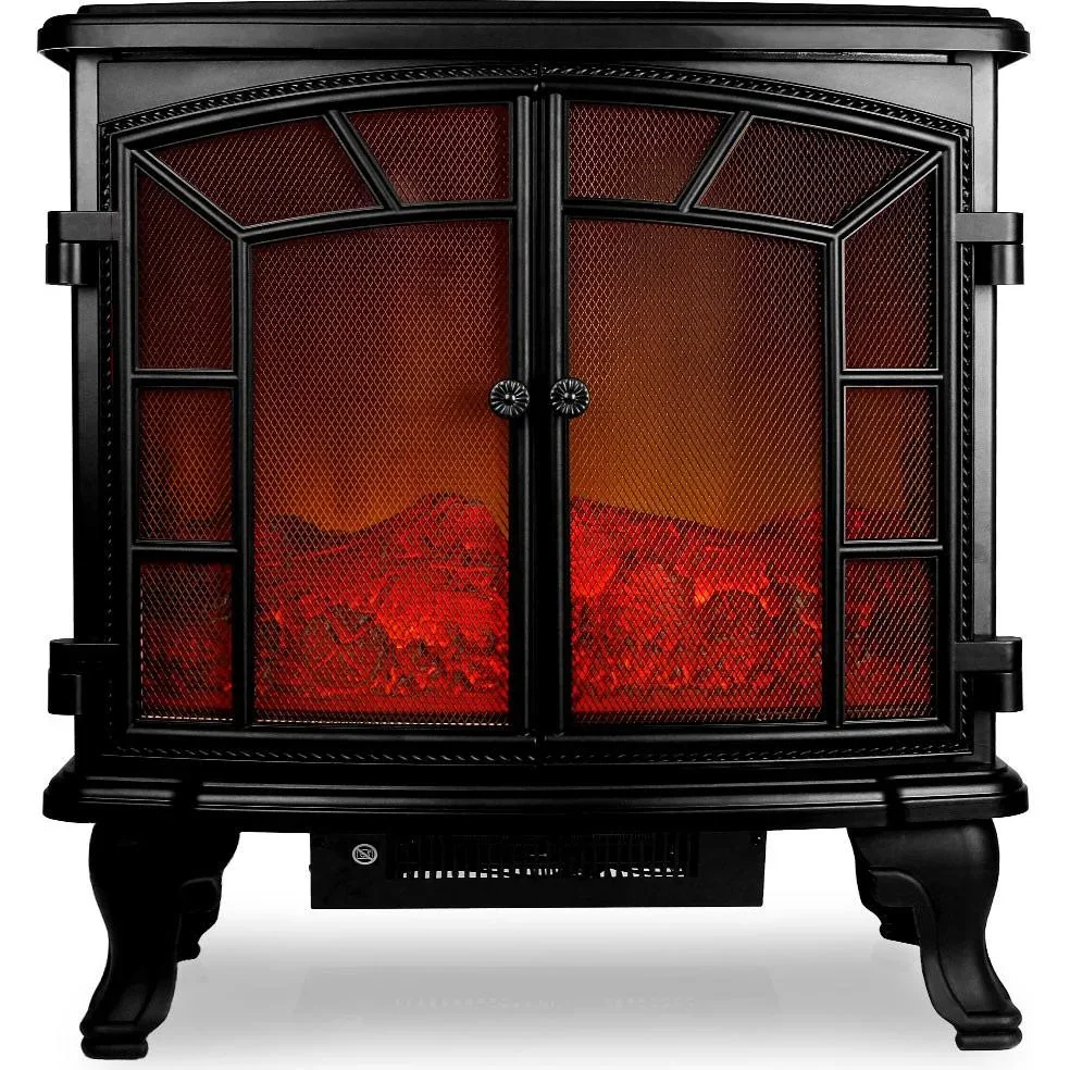 Elektrischer Kamin mit doppelter Tür mit Ventilator und Kamineffekt - 0