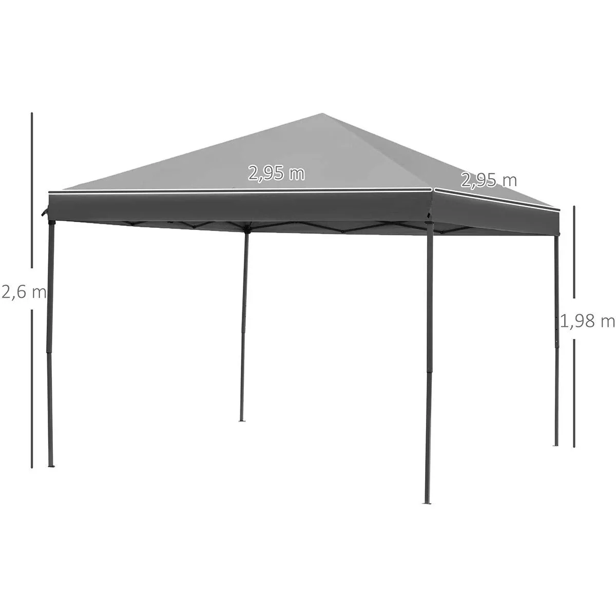 Faltpavillon Pavillon Faltzelt mit Seitenwänden inkl. Tragetasche Metall+Oxford Hellgrau+Schwarz 3x3m - 3