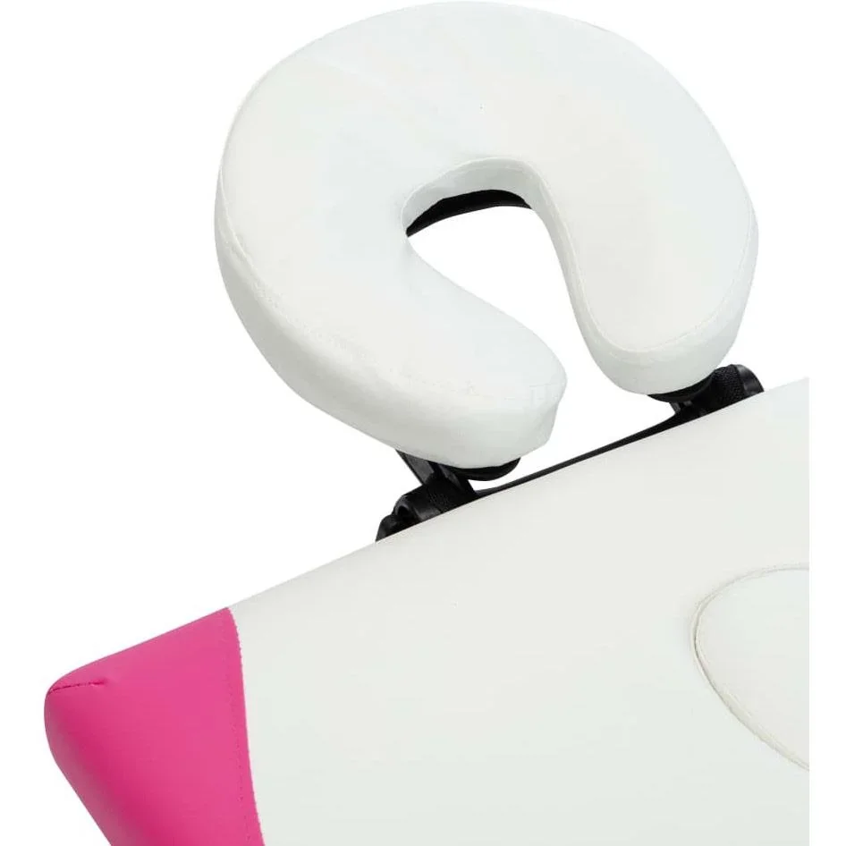 Klappbarer Massagetisch mit 4 Zonen, Aluminium weiß und rosa - 1