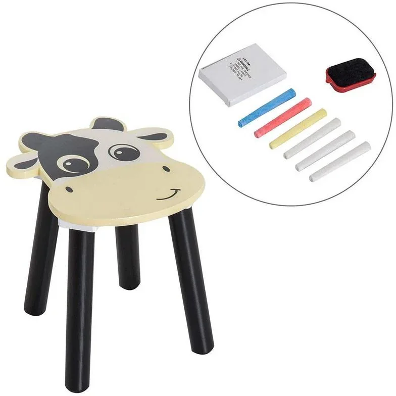 Kindermaltisch Schreibtisch Kinder Tisch Stuhl Spieltisch Kuh mit Tafel 60x40x60cm - 1