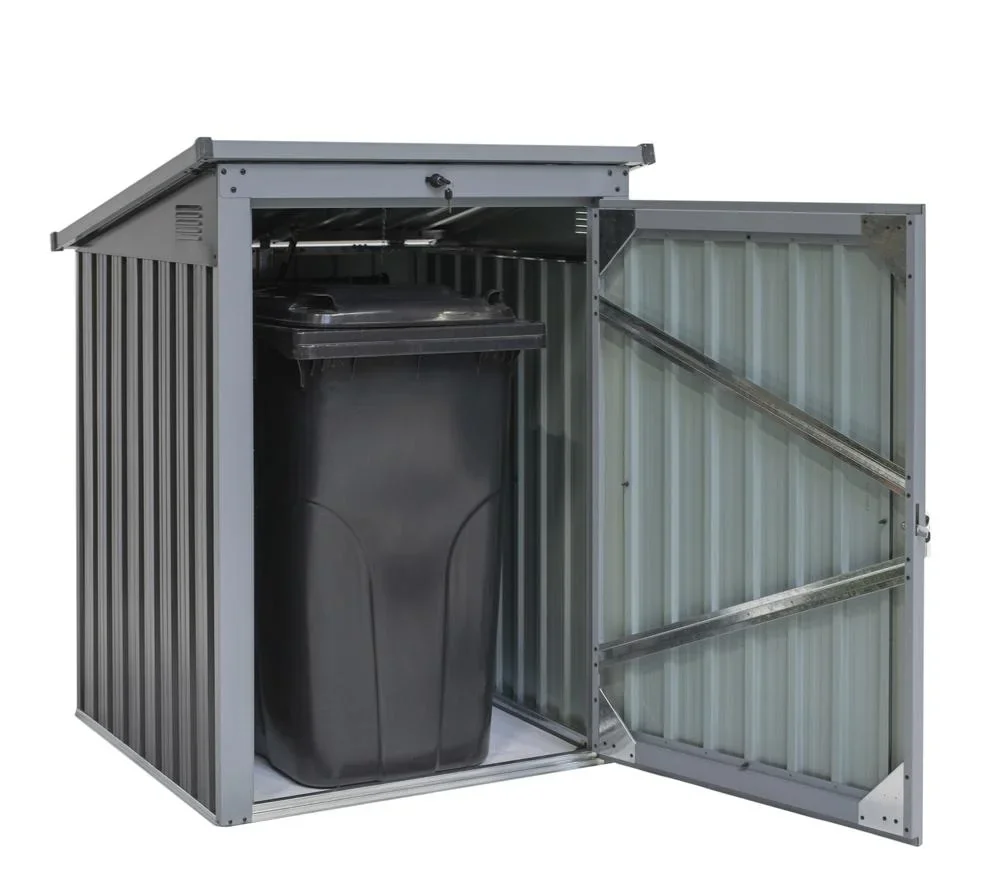 Metall Mülltonnenbox 1-fach anthrazit/lichtgrau, 101x104x134 cm - 1