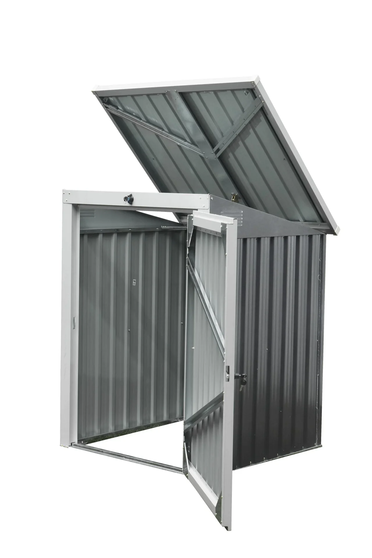 Metall Mülltonnenbox 1-fach anthrazit/lichtgrau, 101x104x134 cm - 2