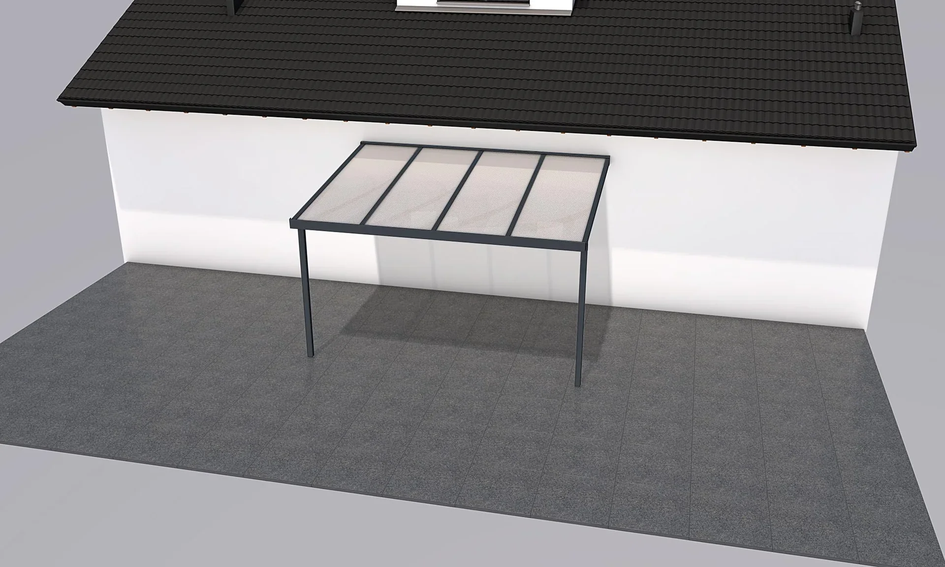 Terrassendach Premium, anthrazit, 4102 x 3060 mm - Polycarbonat Stegplatten 16 mm, weiß gestreift - 7