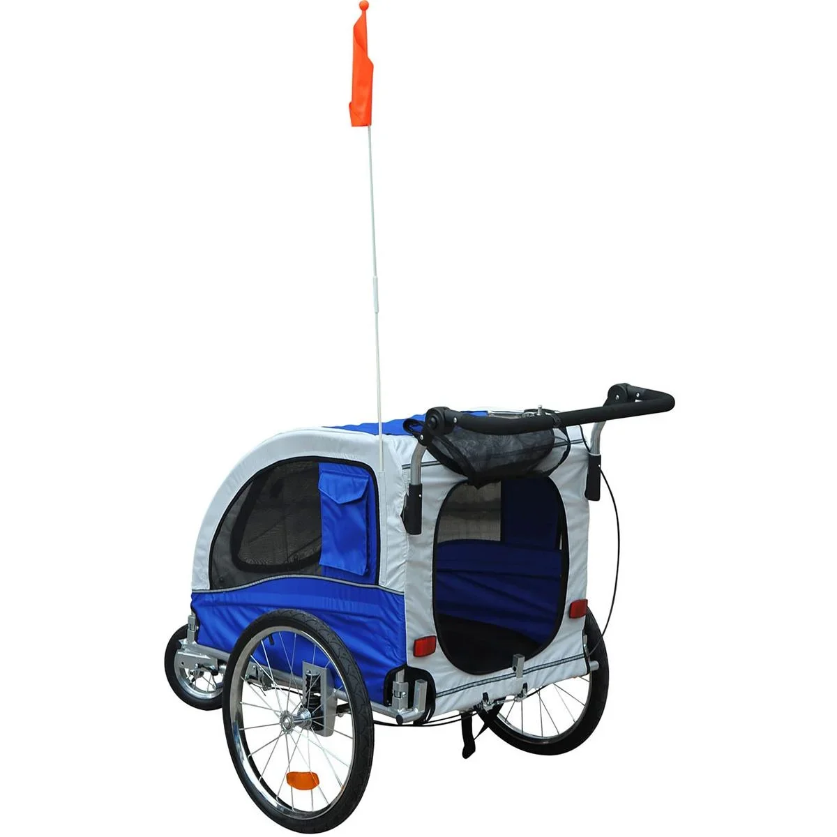 Hundeanhänger mit beidseitiger Feststellbremse grau/blau - 3