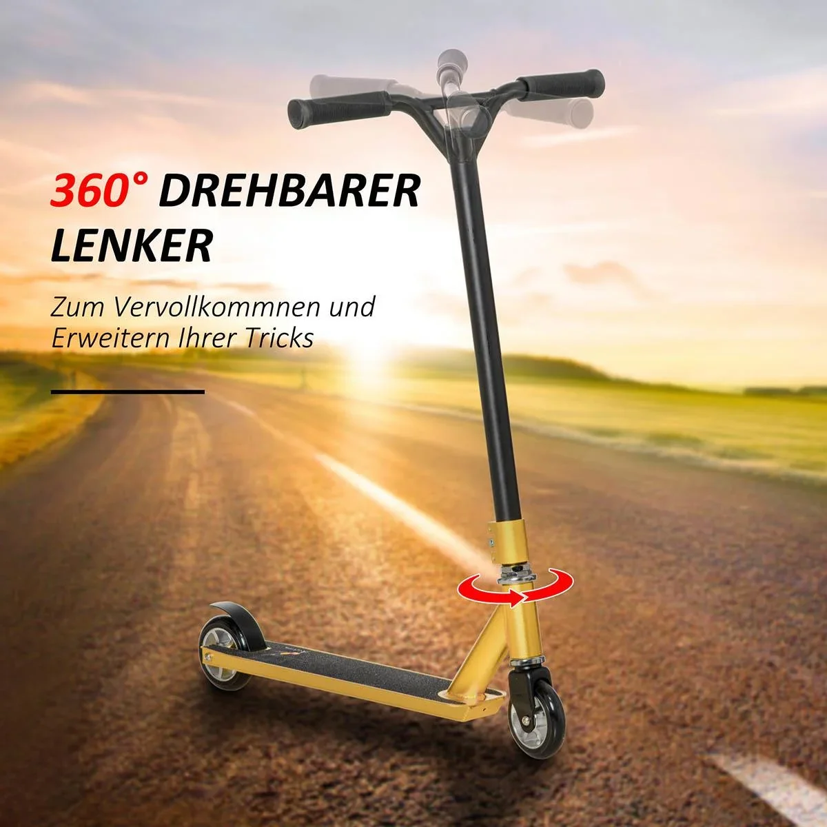 Stunt Scooter für Kinder 360° Lenkung über 14 Jahre alt Kick Scooter Fun Scooter mit Deck Gummigriffe Hinterradbremse AB - 2