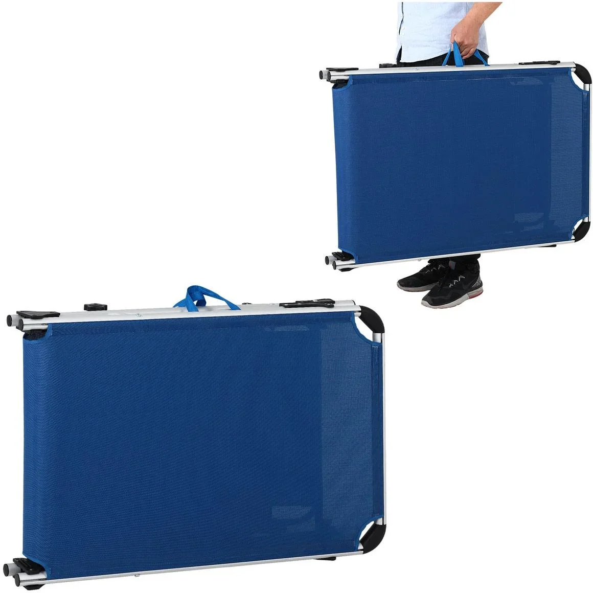 Liegestuhl Malta - Blau Aluminium - mit Sonnendach - 0