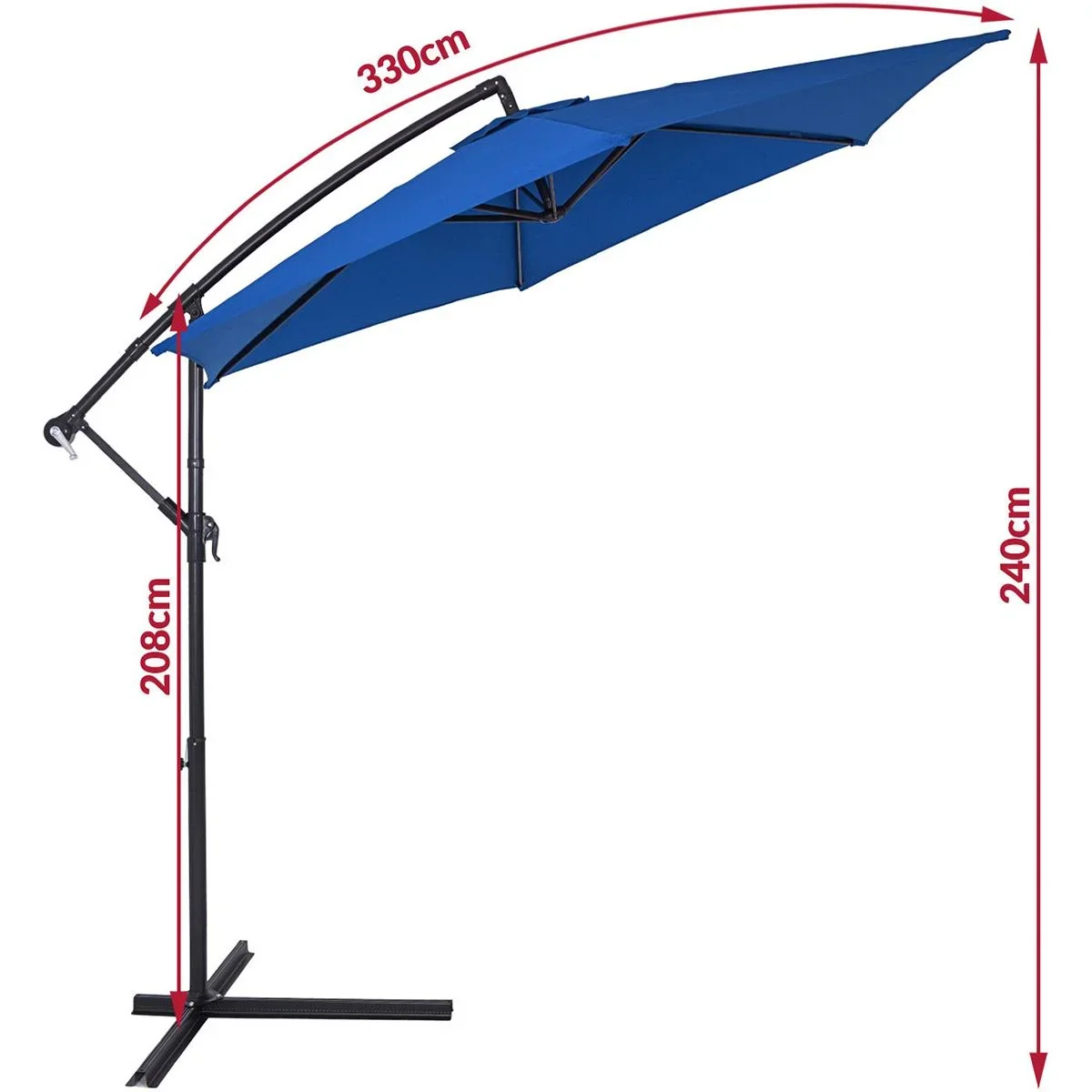 Sonnenschirm faltbar Aluminium blau Ø 330 cm UV-Schutz 40+ - 4