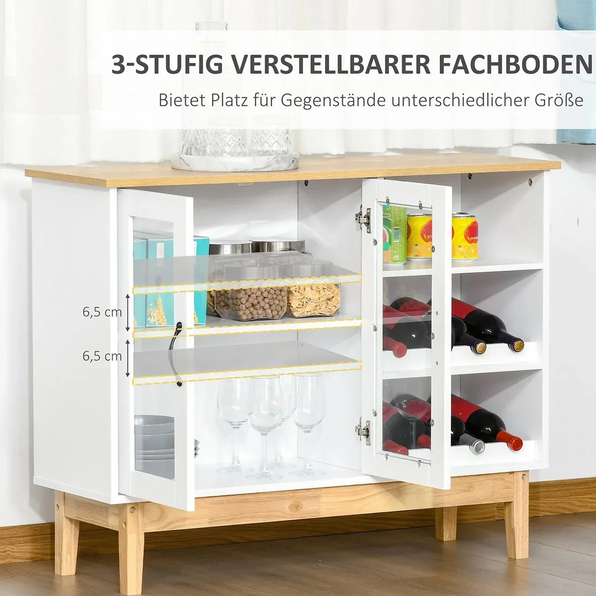 Weinschrank mit Glastür Weinregal - 1