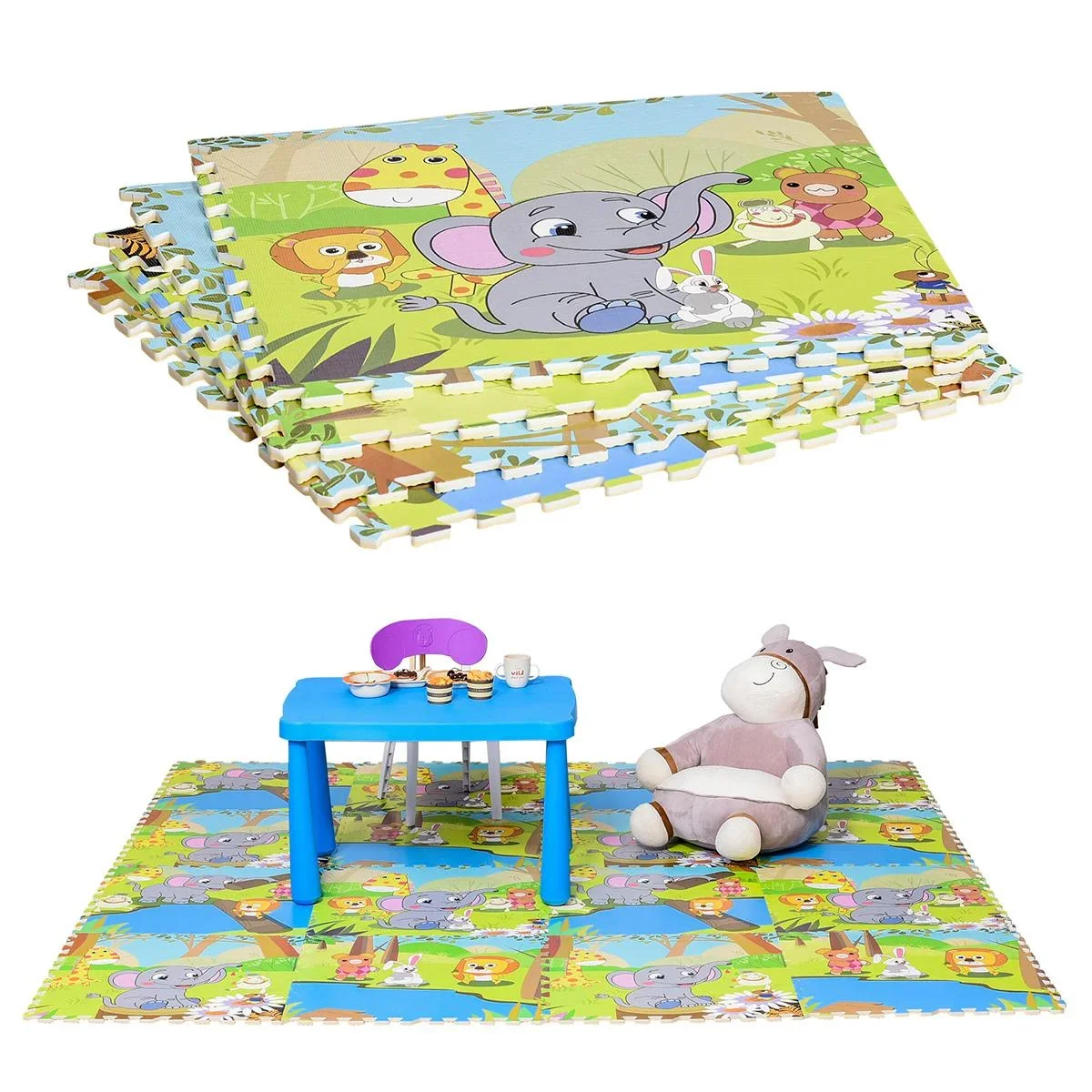 Puzzlematte für Babys Kinder Spielmatte Kinderspielteppich klappbar EVA foam Süßigkeiten Muster 61,5 x 61,5 cm - 1