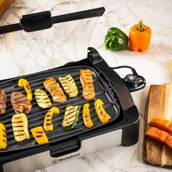 Westinghouse Edelstahl-Elektrogrill - Tischgrill - 1800W - 52,8x12,3x37,7cm - Schwarzer Marmor - 4