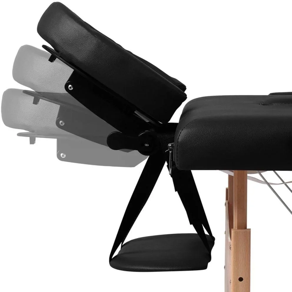 Klappbare Massageliege 2 Zonen mit Holzrahmen (schwarz) - 1