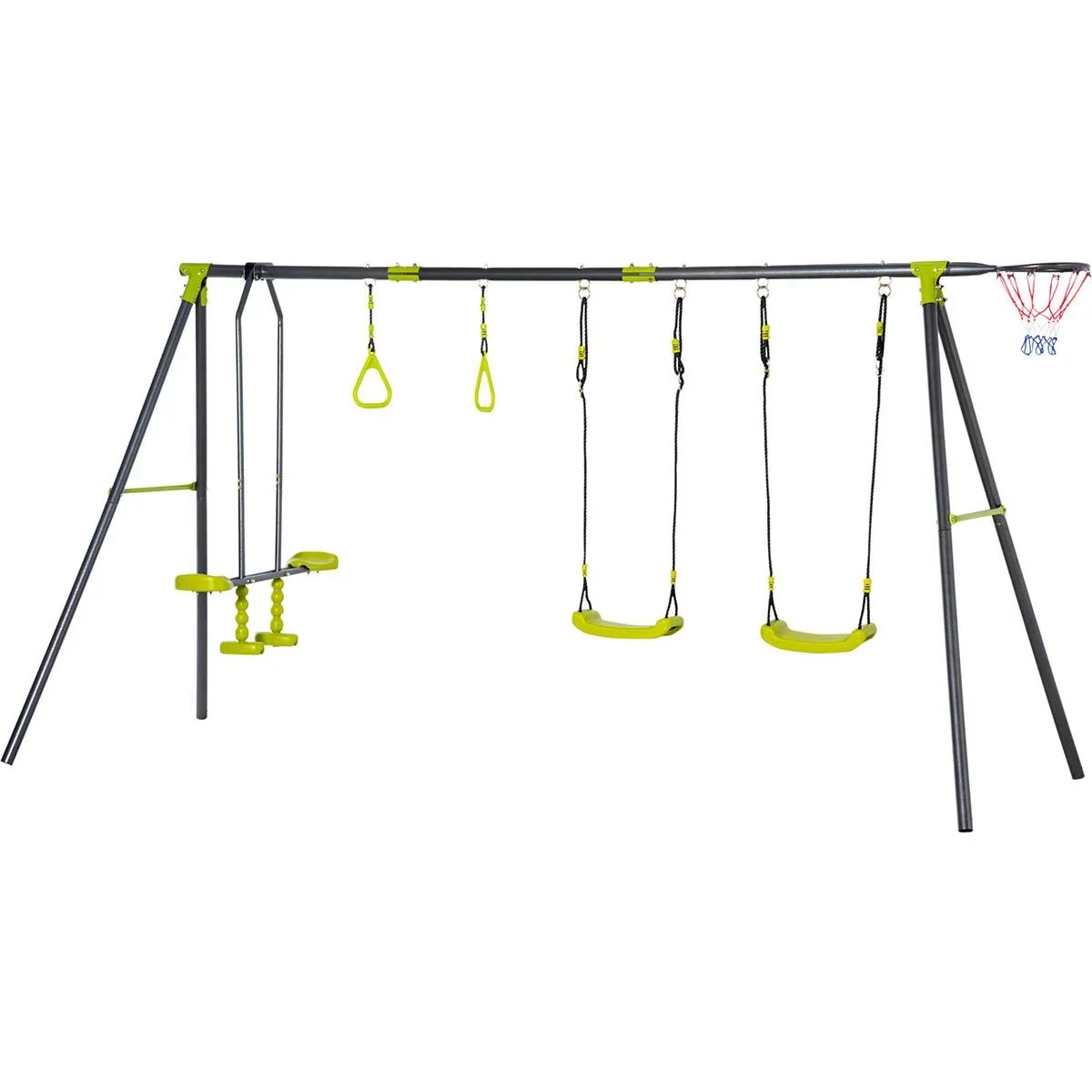 Schaukelgestell für Kinder 3-10 Jahre, grün+schwarz, 365 x 138 x 175 cm - 3