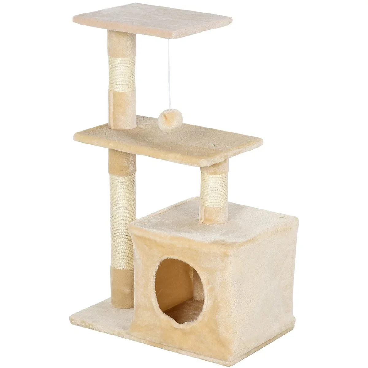 Kratzbaum mit Sisal Katzenbaum Kletterbaum Katzenmöbel Kratzbrett mit weichem Plüsch Katzenspielzeug stabil E1-Klasse Sp - 0