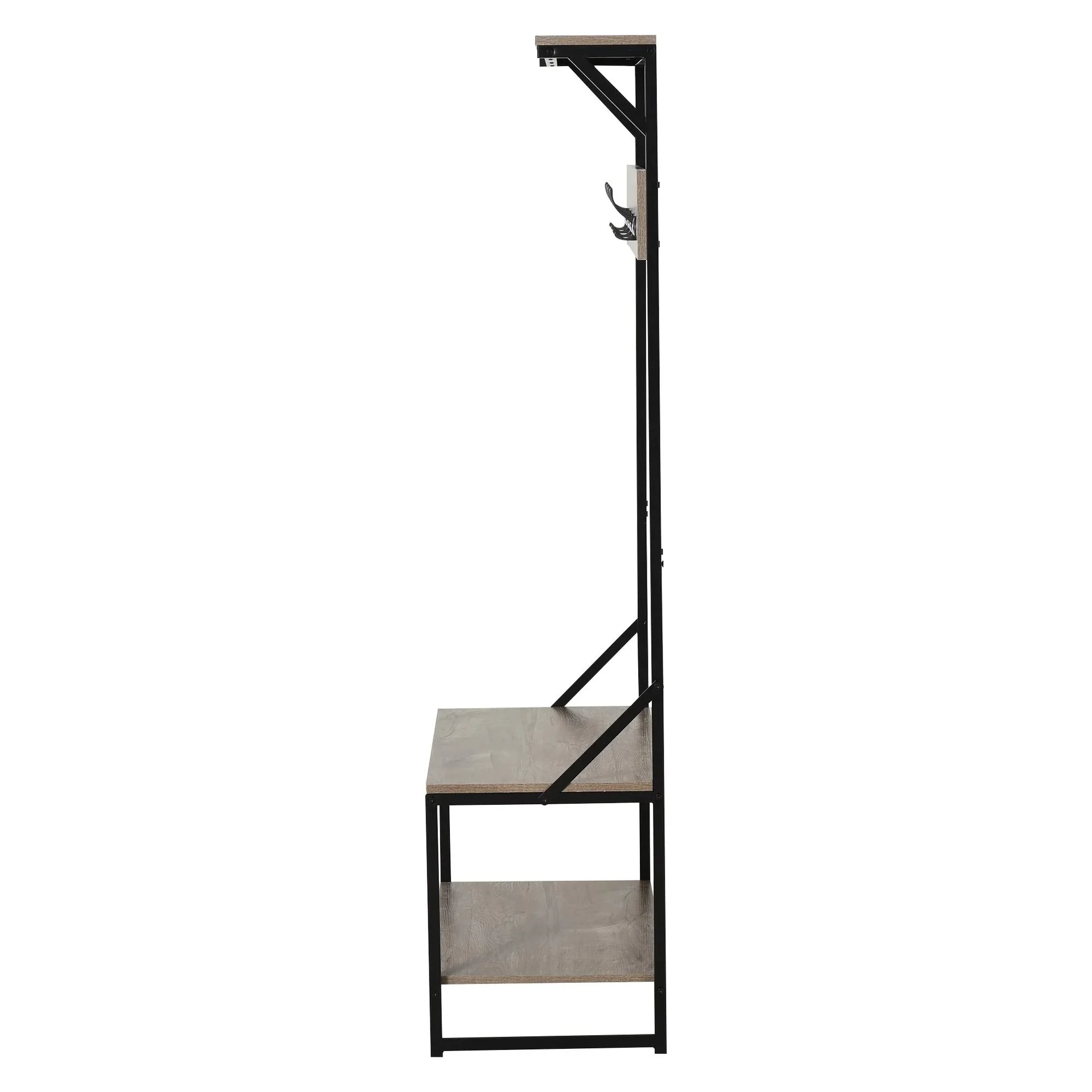 Garderobe mit 4 Haken und Schuhablage, natur - 2