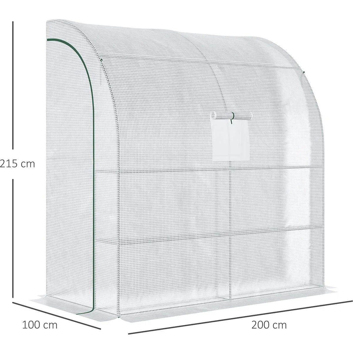 Poly-Gewächshaus mit 2 Türen - UV-Schutz - Stahl/PE - Weiß - 200 x 100 x 215 cm - 1