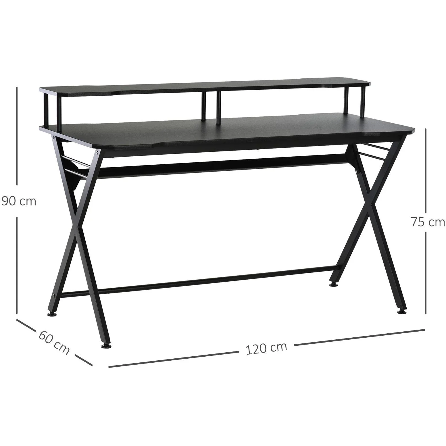 Schreibtisch mit Kopfhörerhaken, schwarz - 3