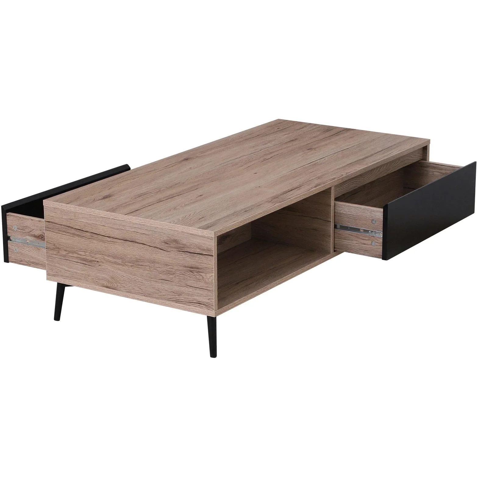 Couchtisch Beistelltisch Sofatisch Fernsehtisch Kaffeetisch 2 x Schublade 2 x Ablage Holz 120 x 56 x 35 cm - 5