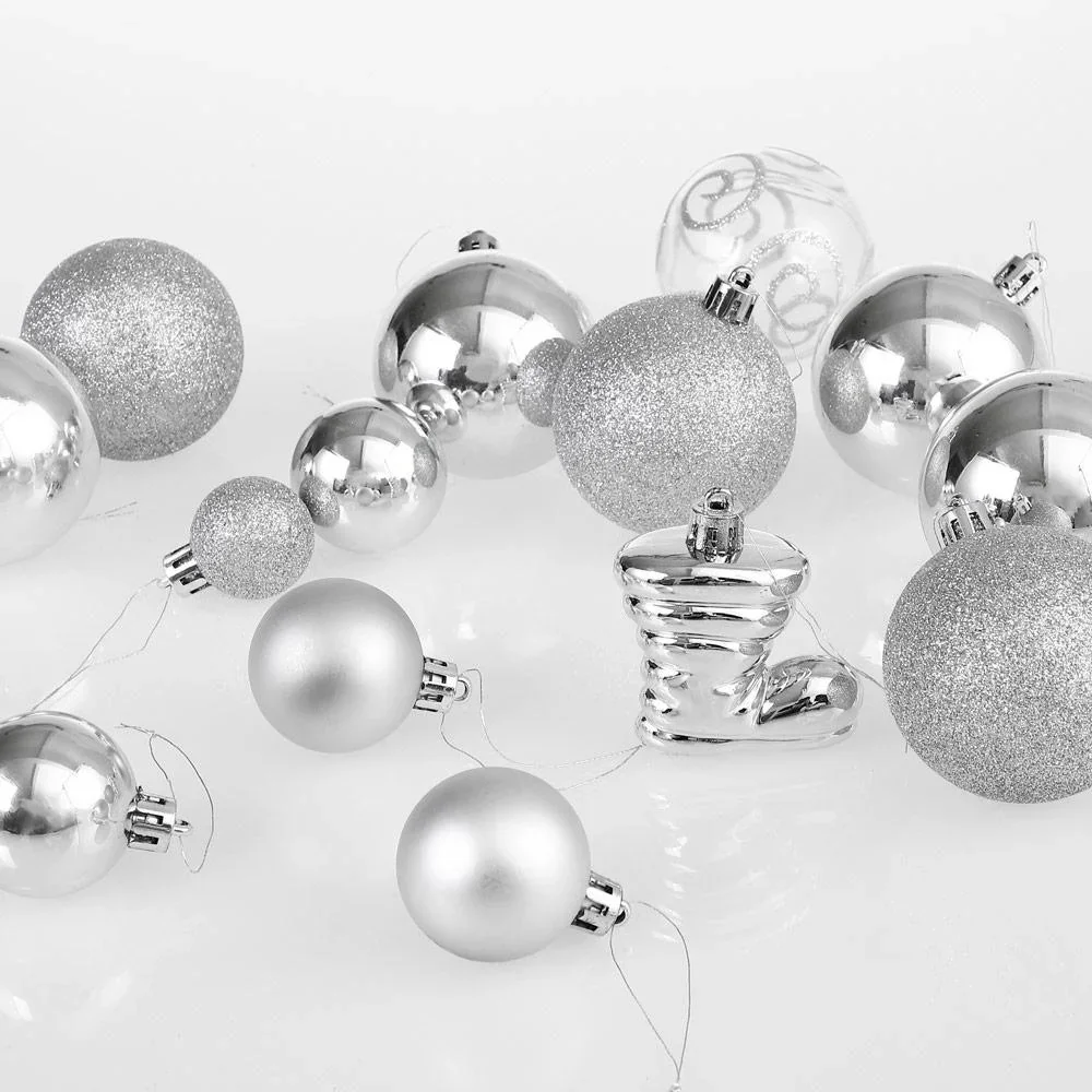 Weihnachtskugeln - 102 Stück - silber - 0