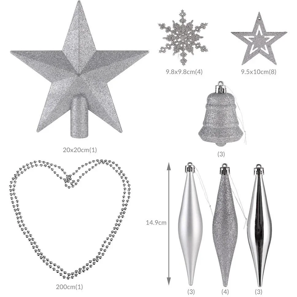 Weihnachtskugeln - 102 Stück - silber - 2