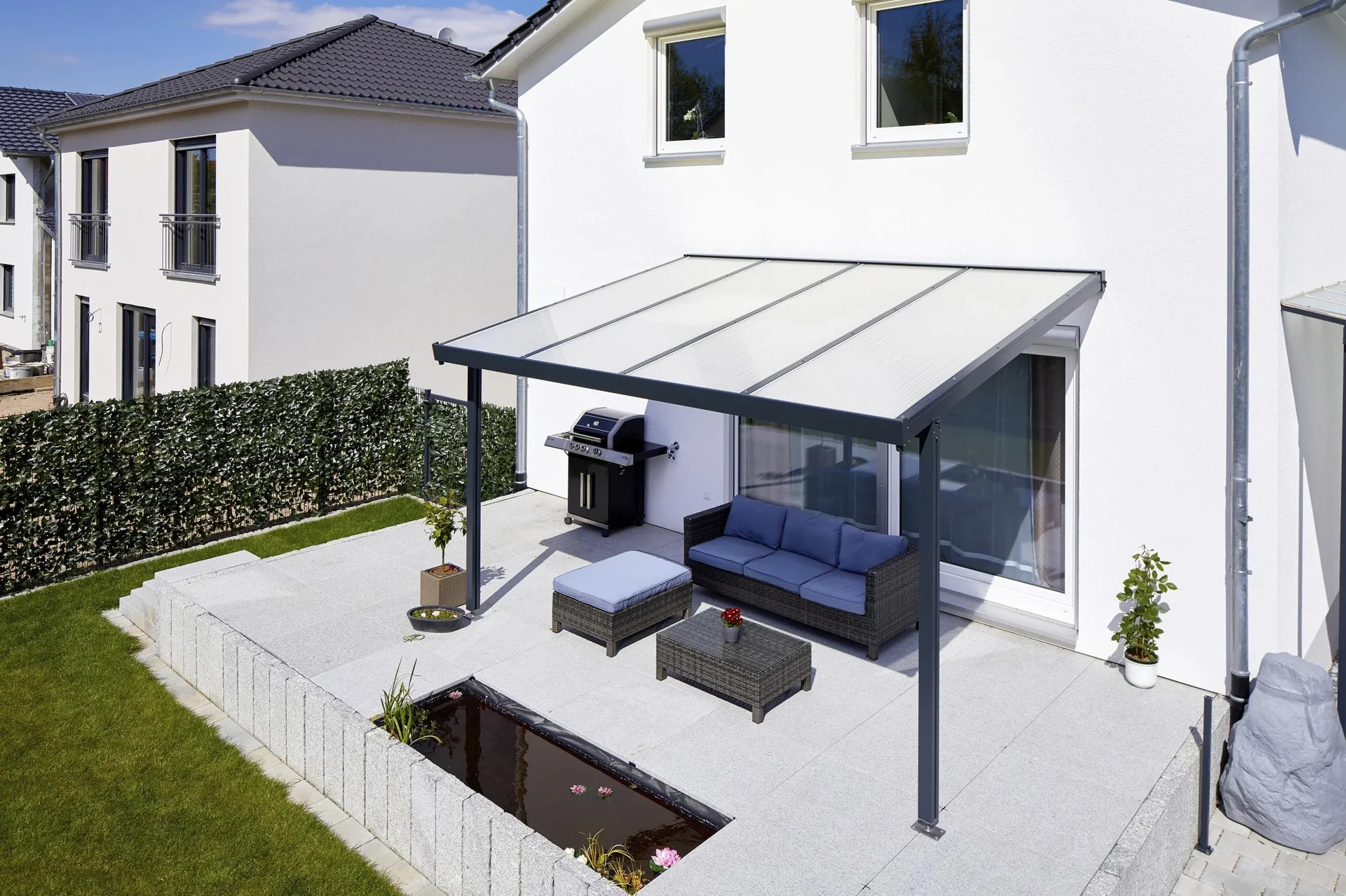 Terrassendach Premium, anthrazit, 4102 x 4060 mm - Klima blue - 1