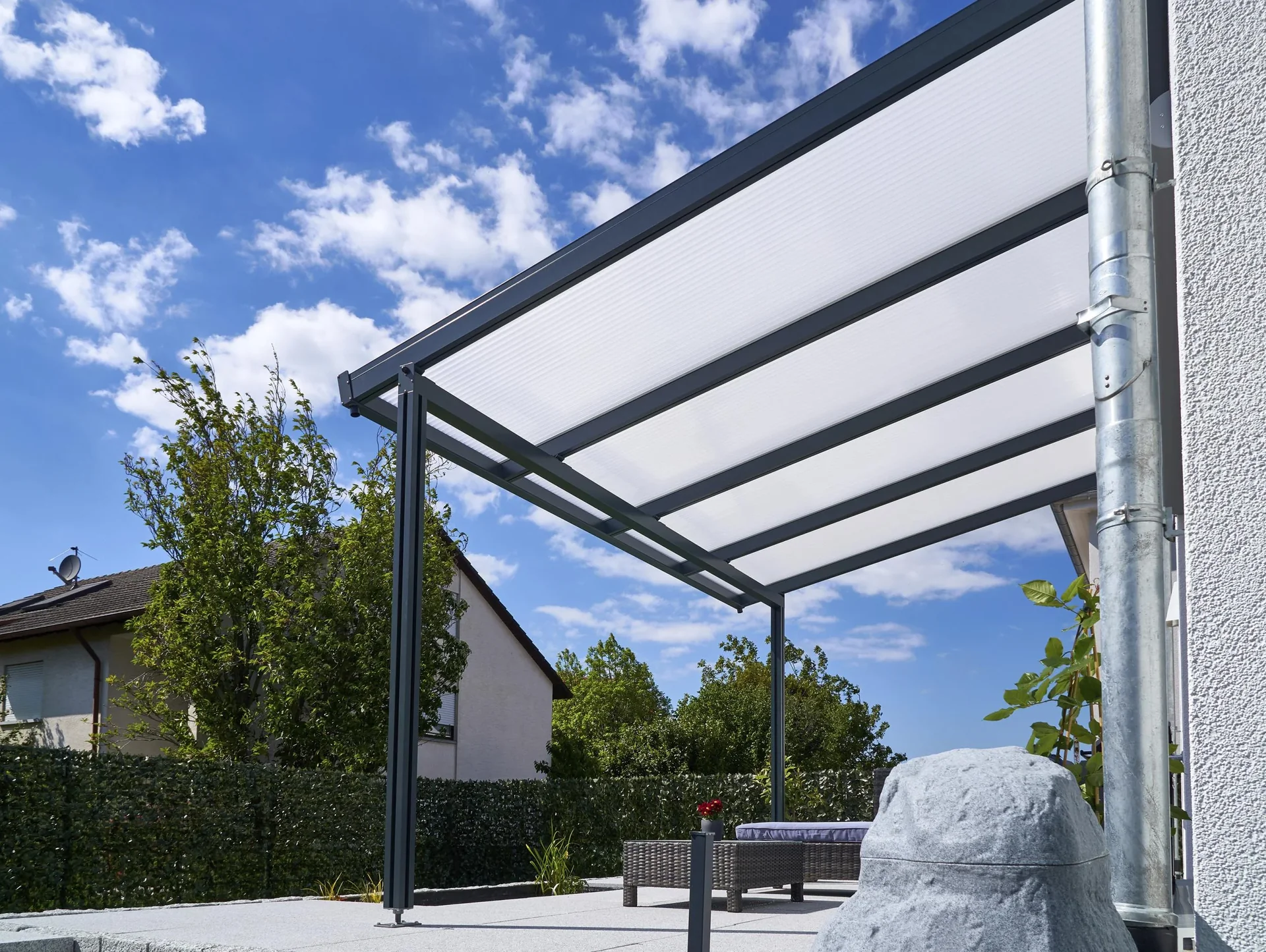 Terrassendach Premium, anthrazit, 4102 x 4060 mm - Klima blue - 3