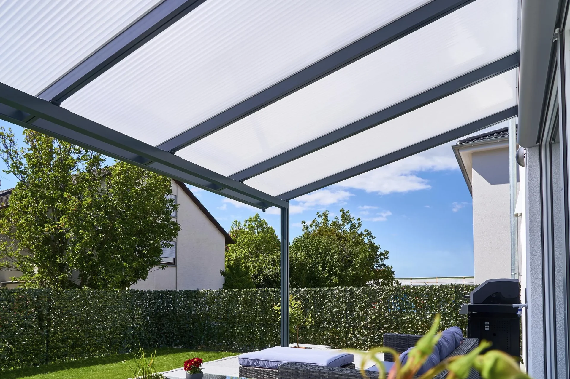 Terrassendach Premium, anthrazit, 4102 x 4060 mm - Klima blue - 4